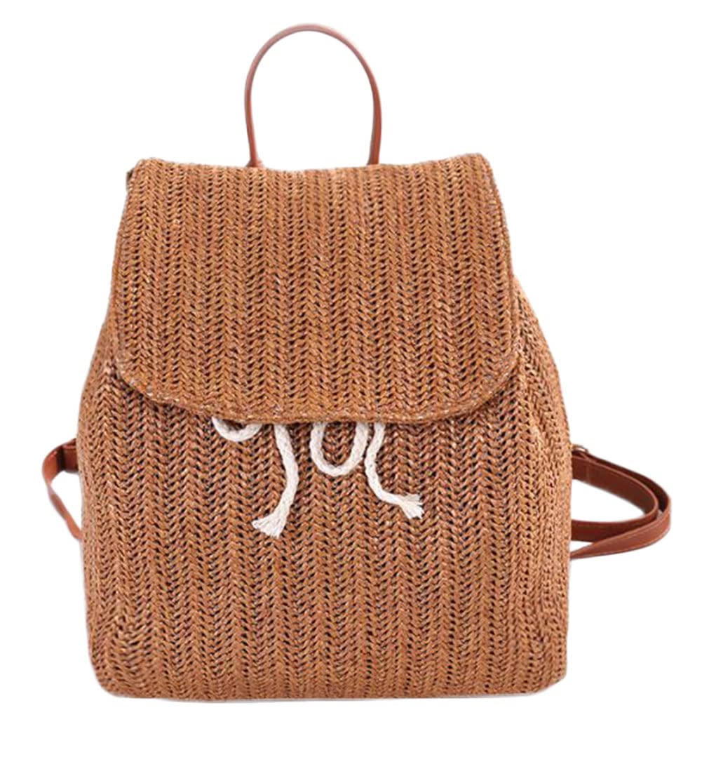 Women's Straw Backpack - Casual Beach Purse for Summer Outings