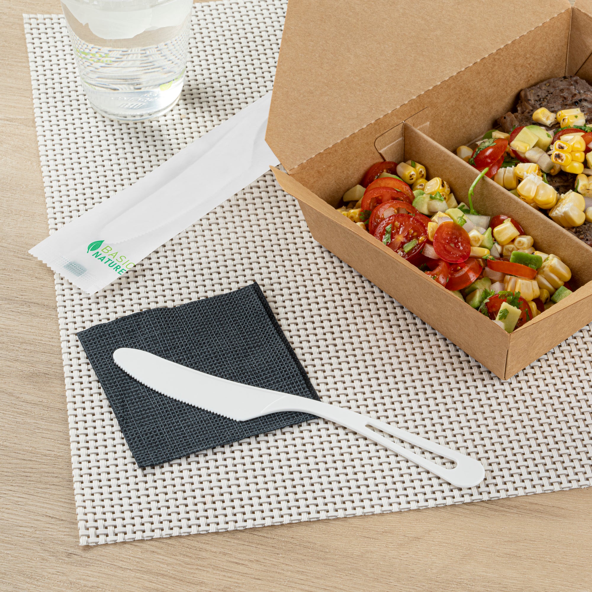 Eco-Friendly Compostable CPLA Plastic Knives - 250 Count Box, Heat Resistant & Biodegradable Cutlery for Parties, Picnics, and Outdoor Events