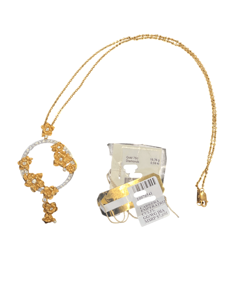 Carrera y Carrera Emperatriz 18K White Gold & Yellow Gold Diamond Pendant Necklace - Elegant Jewelry Gift for Women, Perfect for Weddings, Anniversaries and Special Occasions