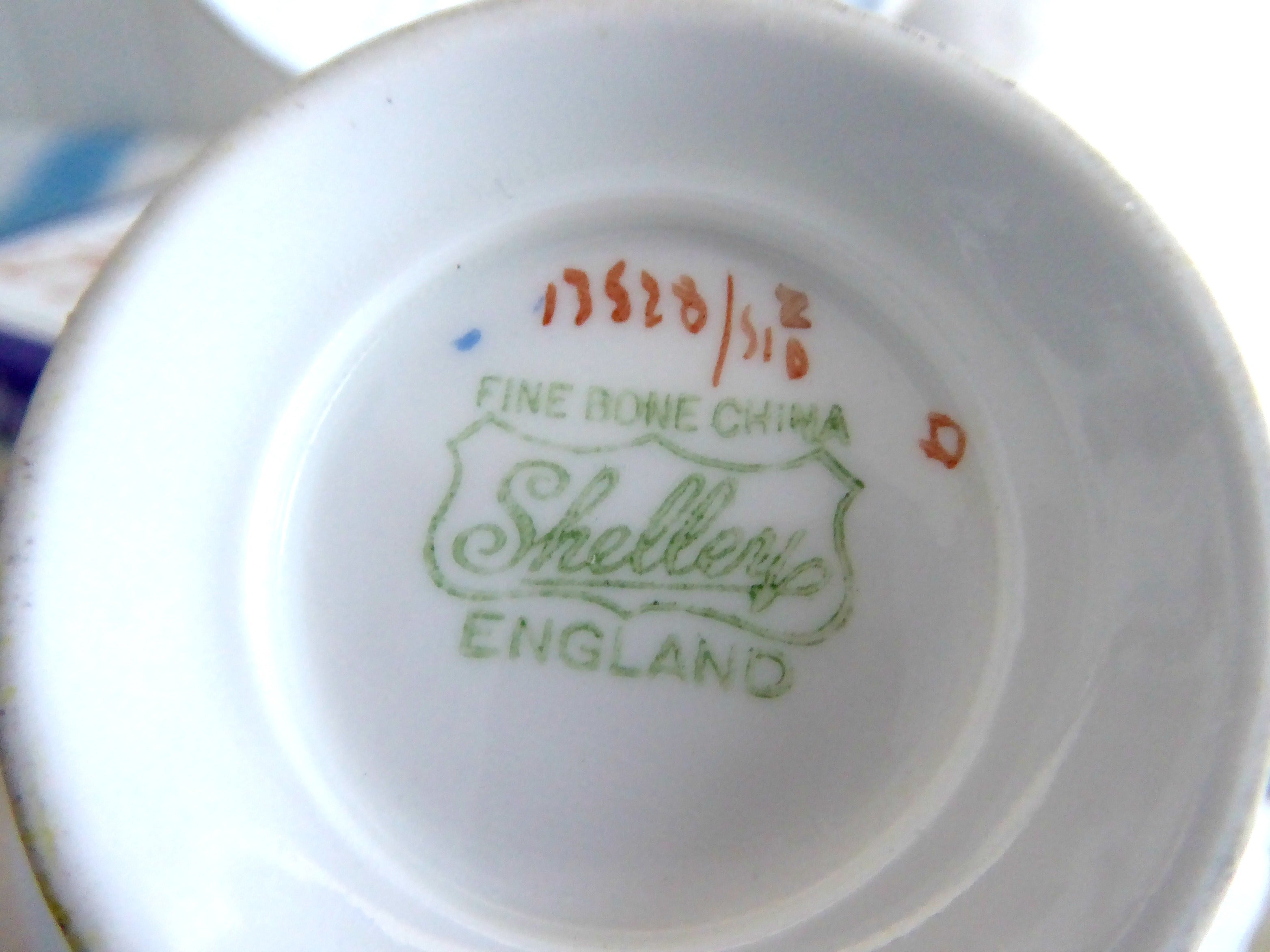 Shelley Antique Bone China Tea Cup and Saucer Set - Oleander Blue Rose Pansy Floral Design with Gold Trim - Perfect for Afternoon Tea, Vintage Tea Parties & Collectible Display