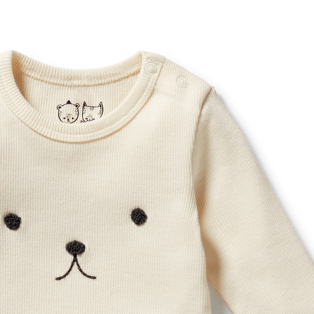 Organic Buttermilk Ribbed Long Sleeve Bodysuit for Babies - Soft & Comfortable Onesie for Everyday Wear, Playtime & Photo Shoots