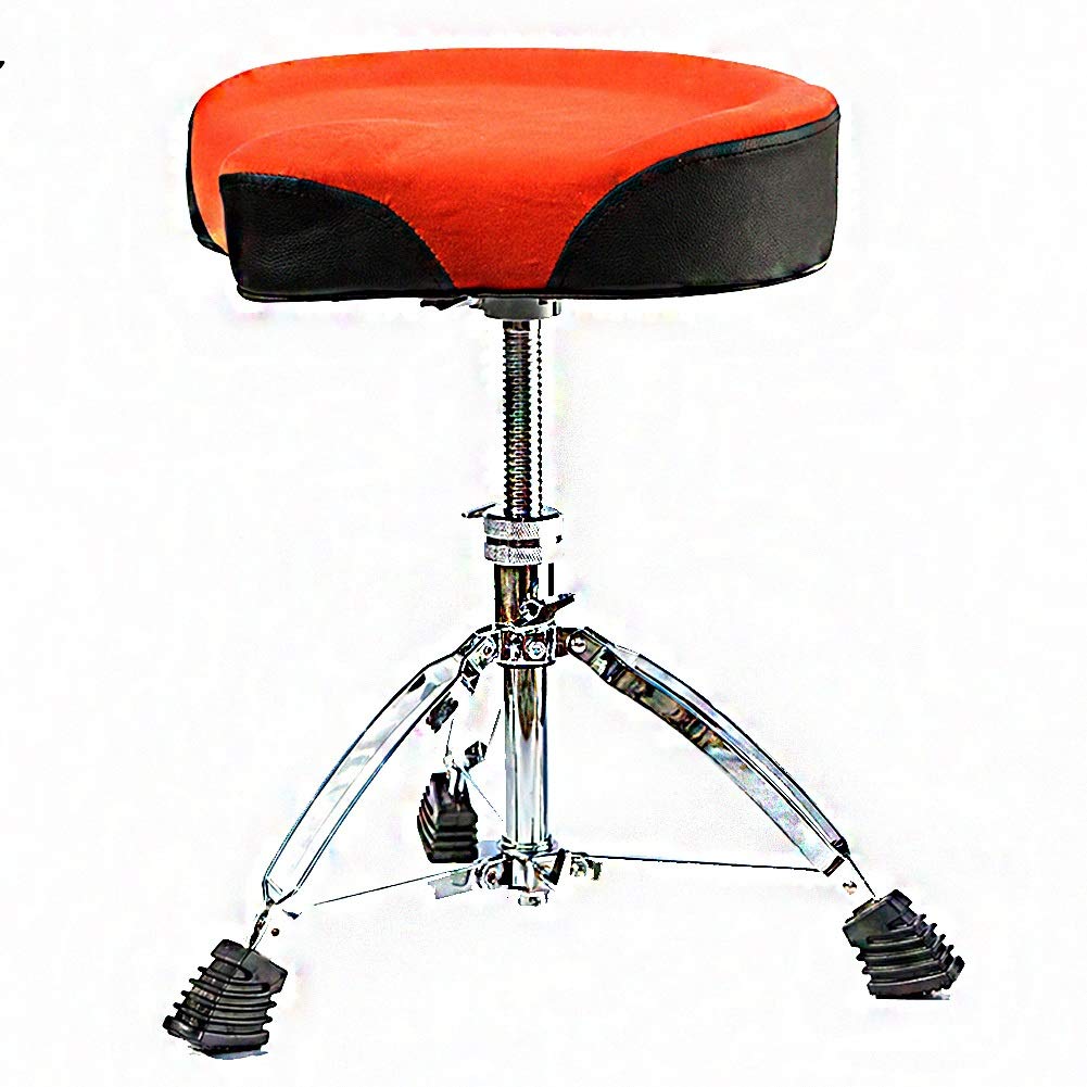 WEIYV Adjustable Drum Throne Stool - 45-68cm Height Range, Suede Triangle Rotating Seat for Adults & Kids - Orange Drum Chair for Practice, Performances & Studio Sessions