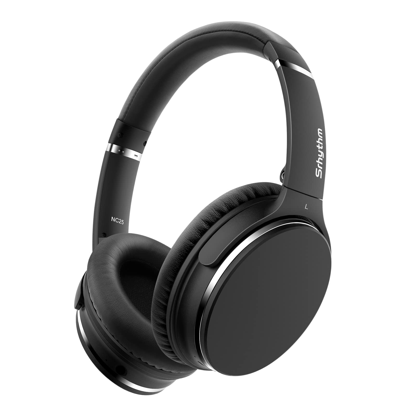 Refurbished Srhythm NC25 Active Noise Cancelling Headphones - Bluetooth 5.0 Over-Ear Headset with Hi-Fi Sound, Built-in Mic, 50H Battery, Voice Assistant & Low Latency Game Mode - Perfect for Travel, Work & Gaming