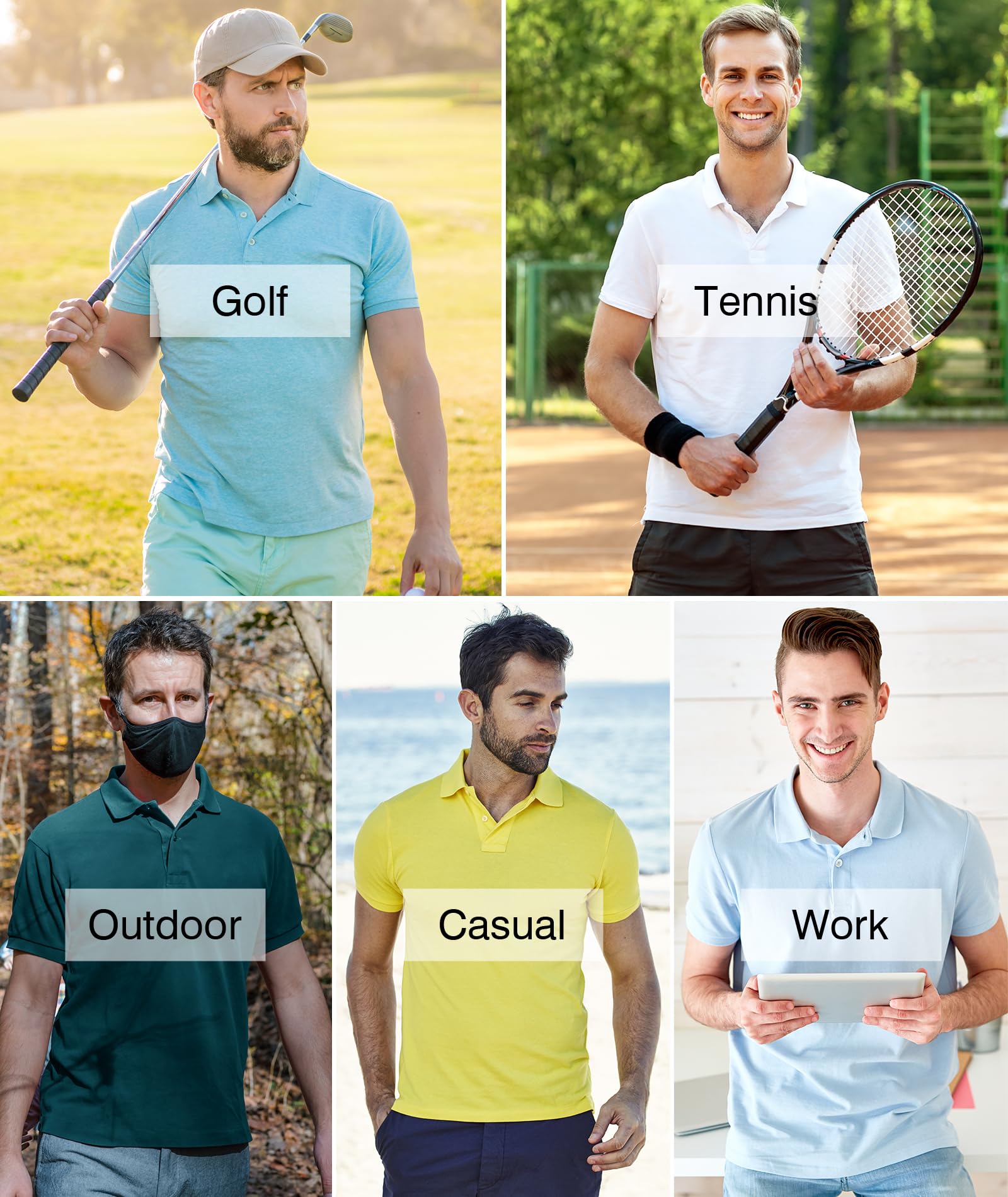 Men's Performance Polo Shirts - Short Sleeve Moisture Wicking Athletic Shirt for Golf, Workout & Casual Wear | Breathable & Comfortable for Sports & Outdoor Activities