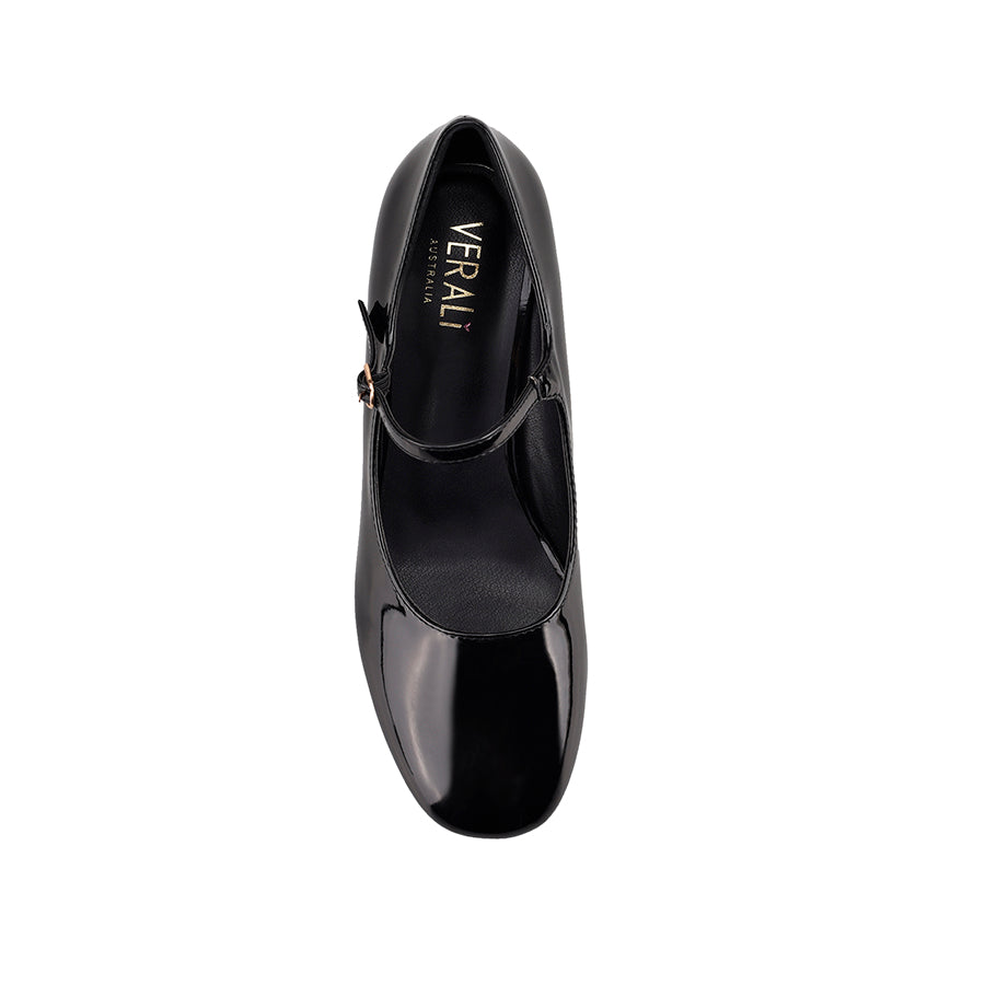 Kenna Mary Jane Block Heels - Black Patent Leather Women's Shoes | Comfortable & Stylish for Work, Parties & Weddings