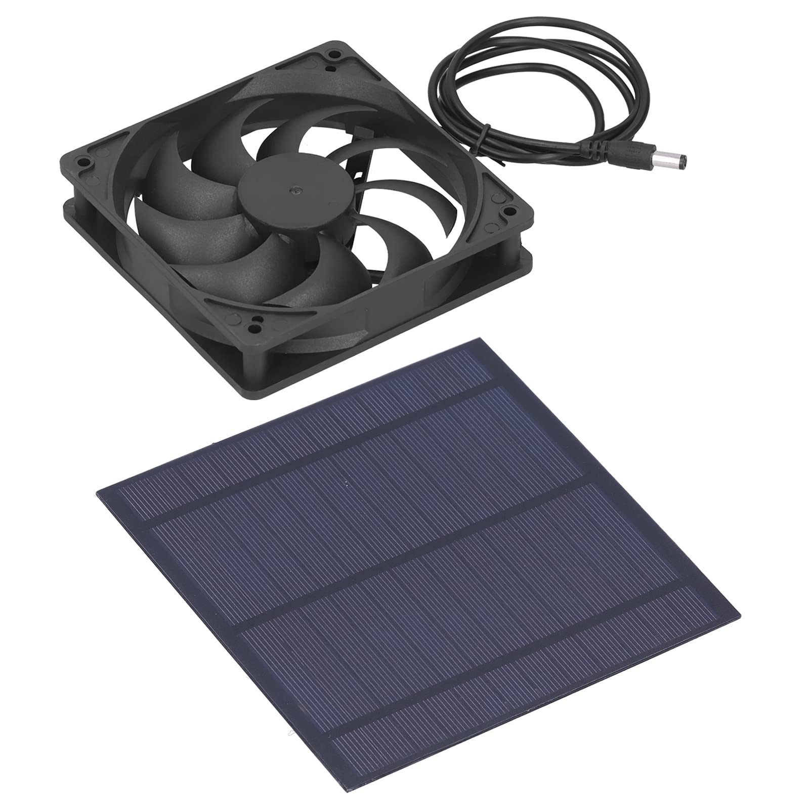 Solar Powered Fan with Monocrystalline Panel - Portable Ventilation Kit for Greenhouse, Pet House & Kennel Cooling | Solar Cell Charger for Outdoor Use, Camping & RV
