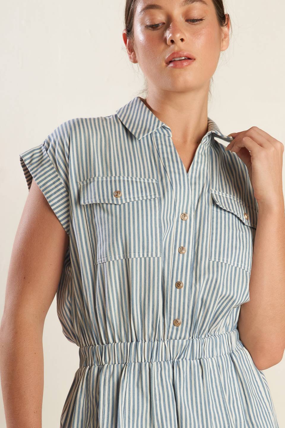 HARBOR DAYS Blue Stripe Mini Dress with Pockets - Casual Summer Beach Dress for Women, Perfect for Vacations, Parties & Date Nights