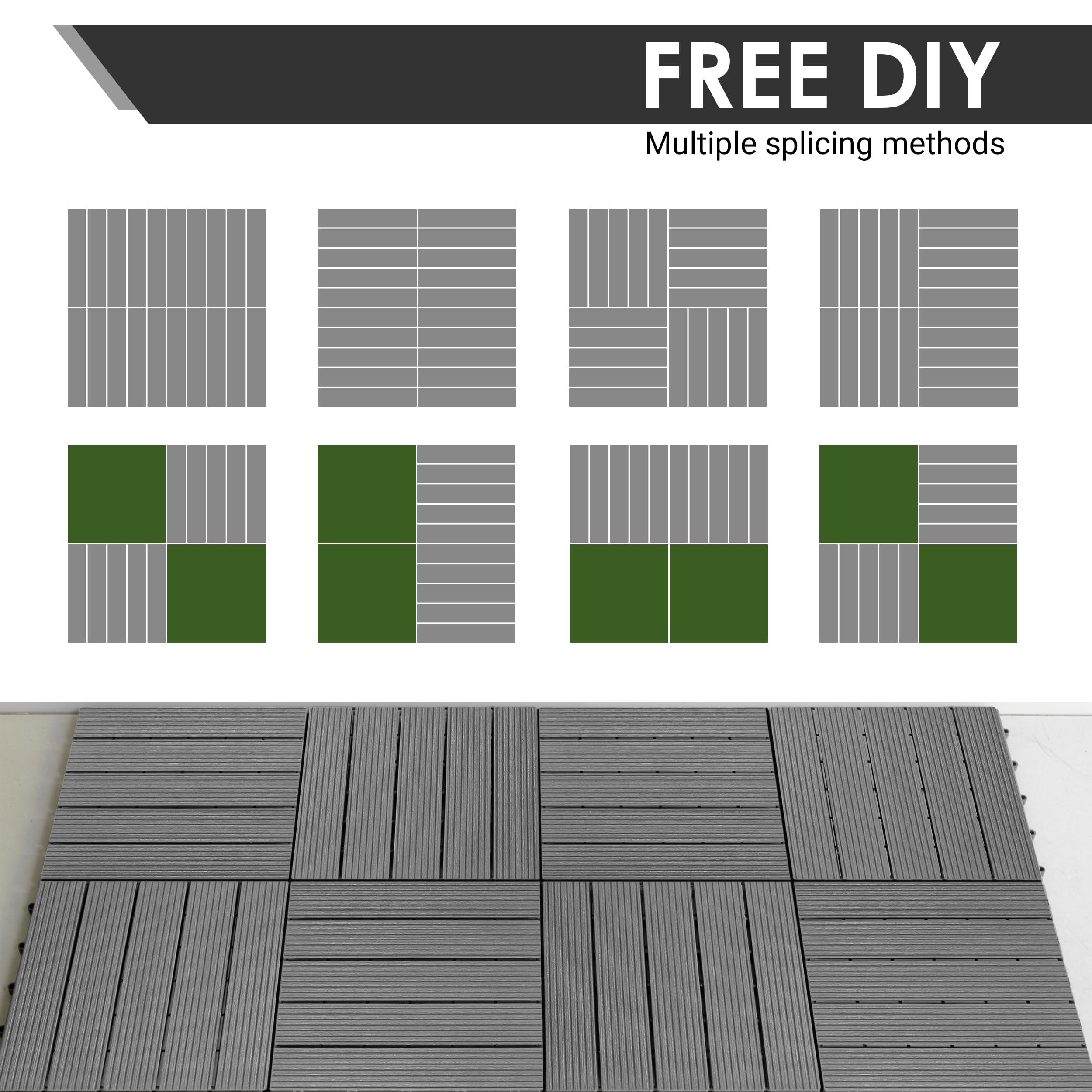 PrimeZone 27 PCS Interlocking Deck Tiles - 12