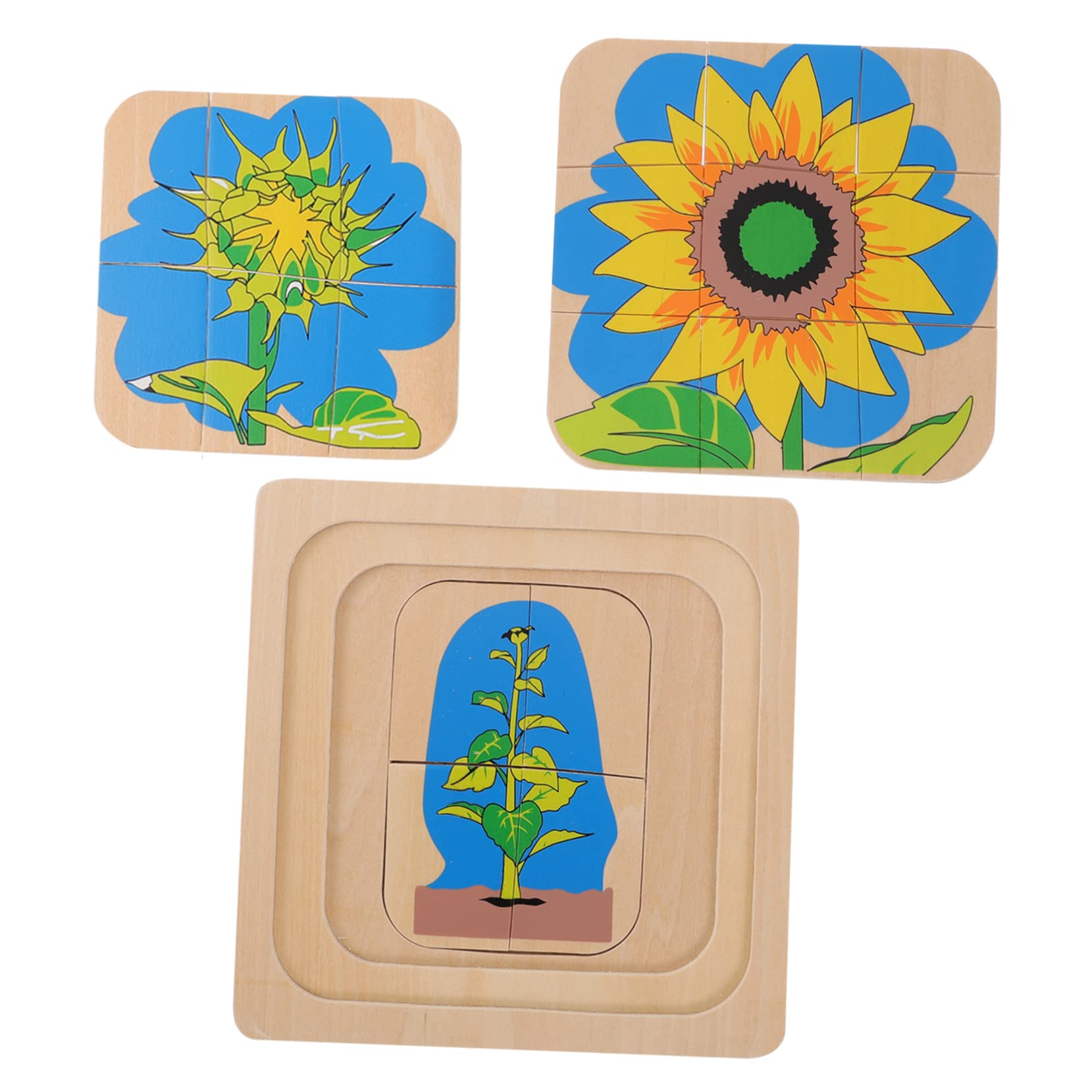 TOYANDONA Sunflower Life Cycle Puzzle Set - 3D Layered Wooden Educational Toy for Kids, Montessori Learning Activity, Children's Developmental Puzzle Game | Perfect for Homeschooling, Classroom Science Lessons & Toddler Cognitive Development
