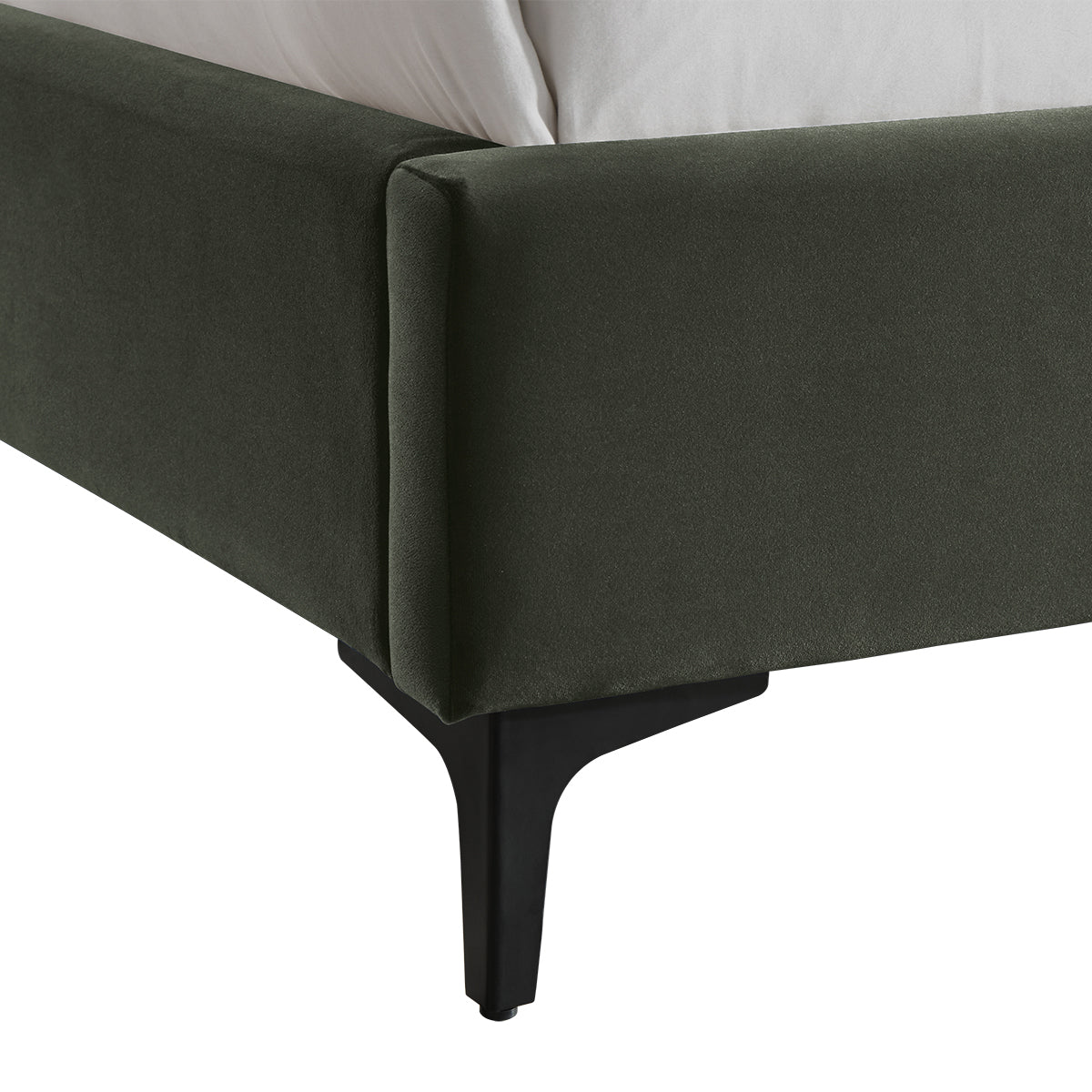 Georgia Velvet Queen Bed - Luxurious Soft Velvet Upholstered Queen Size Bed Frame with Sturdy Wooden Legs | Perfect for Master Bedroom, Guest Room, or Apartment Decor