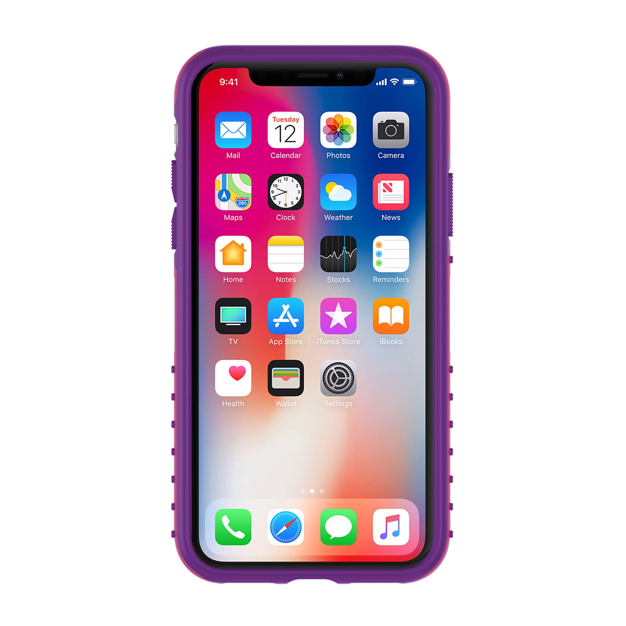 Under Armour UA Protect Grip Case for iPhone Xs & iPhone X - Tropic Pink/Purple Rave | Shockproof & Anti-Slip Phone Cover | Perfect for Outdoor Sports & Gym Workouts