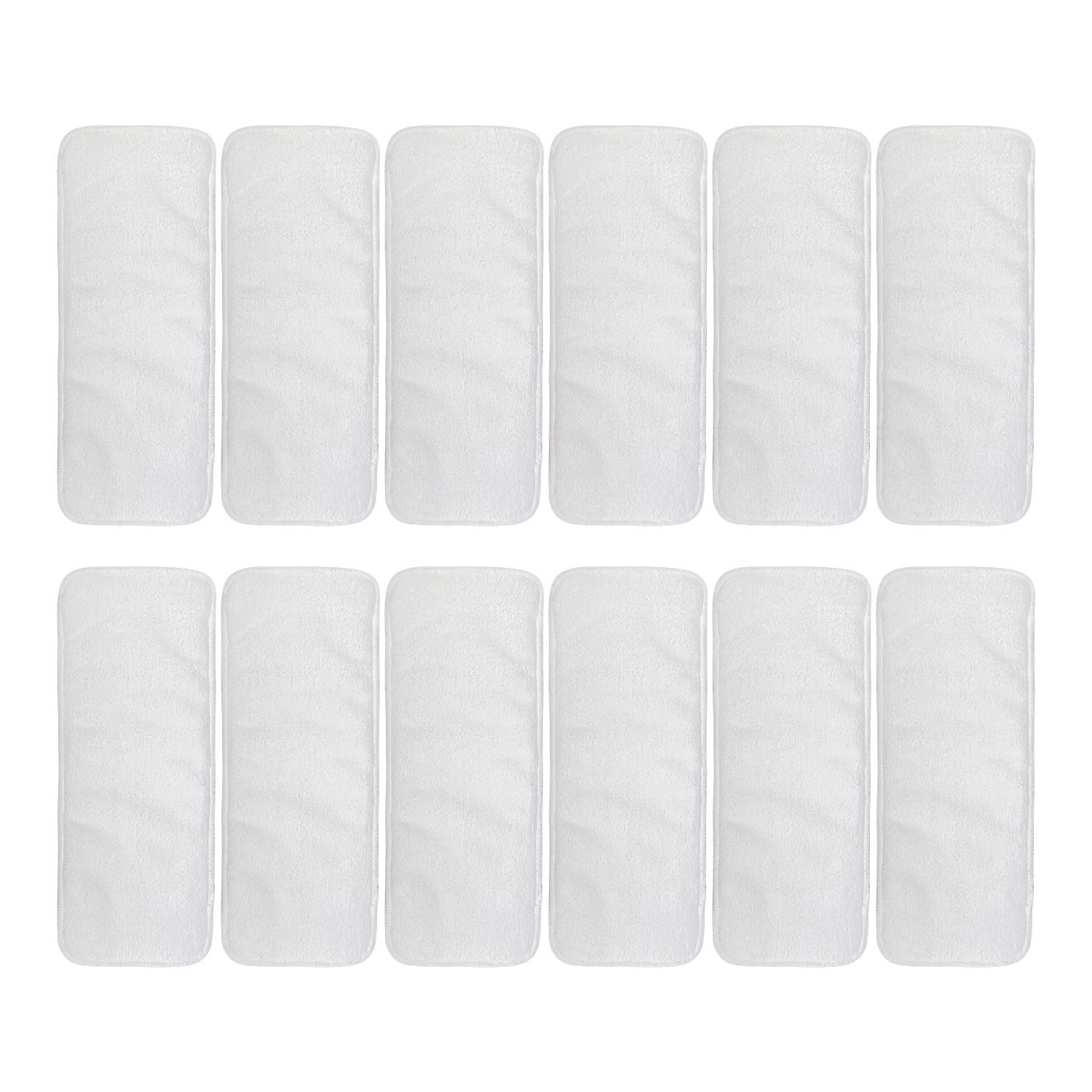 ALVABABY 12 Pack Ultra Soft Microfiber Cloth Diaper Inserts - 3 Layer Highly Absorbent Reusable Liners for Baby Cloth Diapers - Perfect for Overnight Use, Daycare & Travel (12 Count)