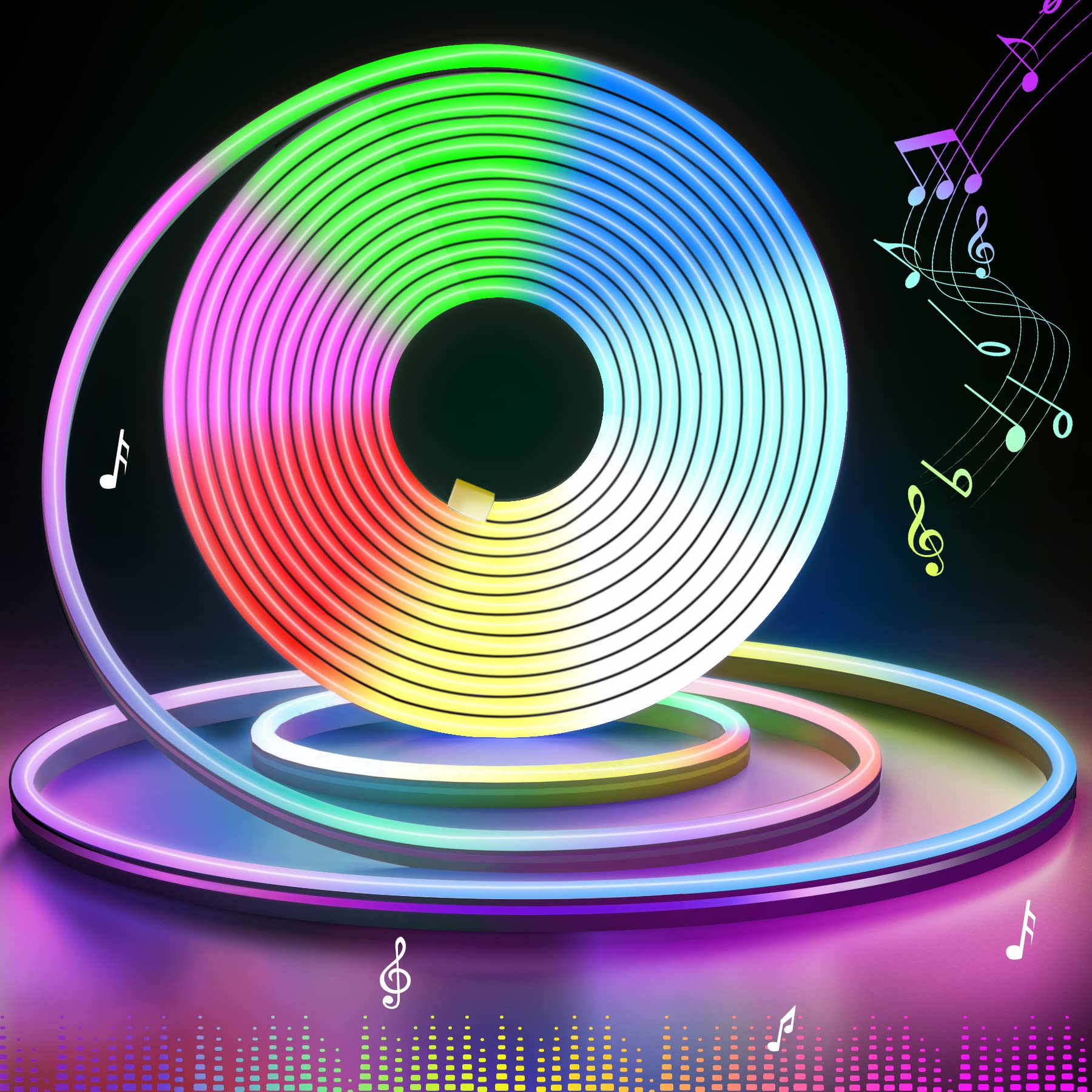 Lamomo 24V LED Neon Rope Lights - Color Changing Bluetooth Smart Light Strip with Alexa Compatibility | Indoor/Outdoor Neon Flex for Bedroom, DIY Signs, Party Decor & Wall Lighting