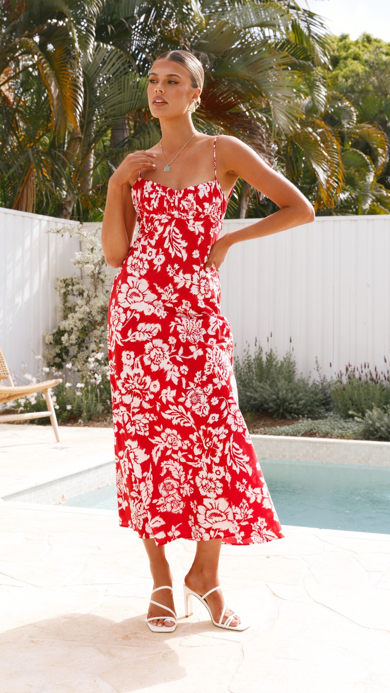 Margie Midi Dress - Red Floral Print Summer Dress for Women | Casual & Party Wear | Perfect for Beach Vacations, Date Nights & Outdoor Events