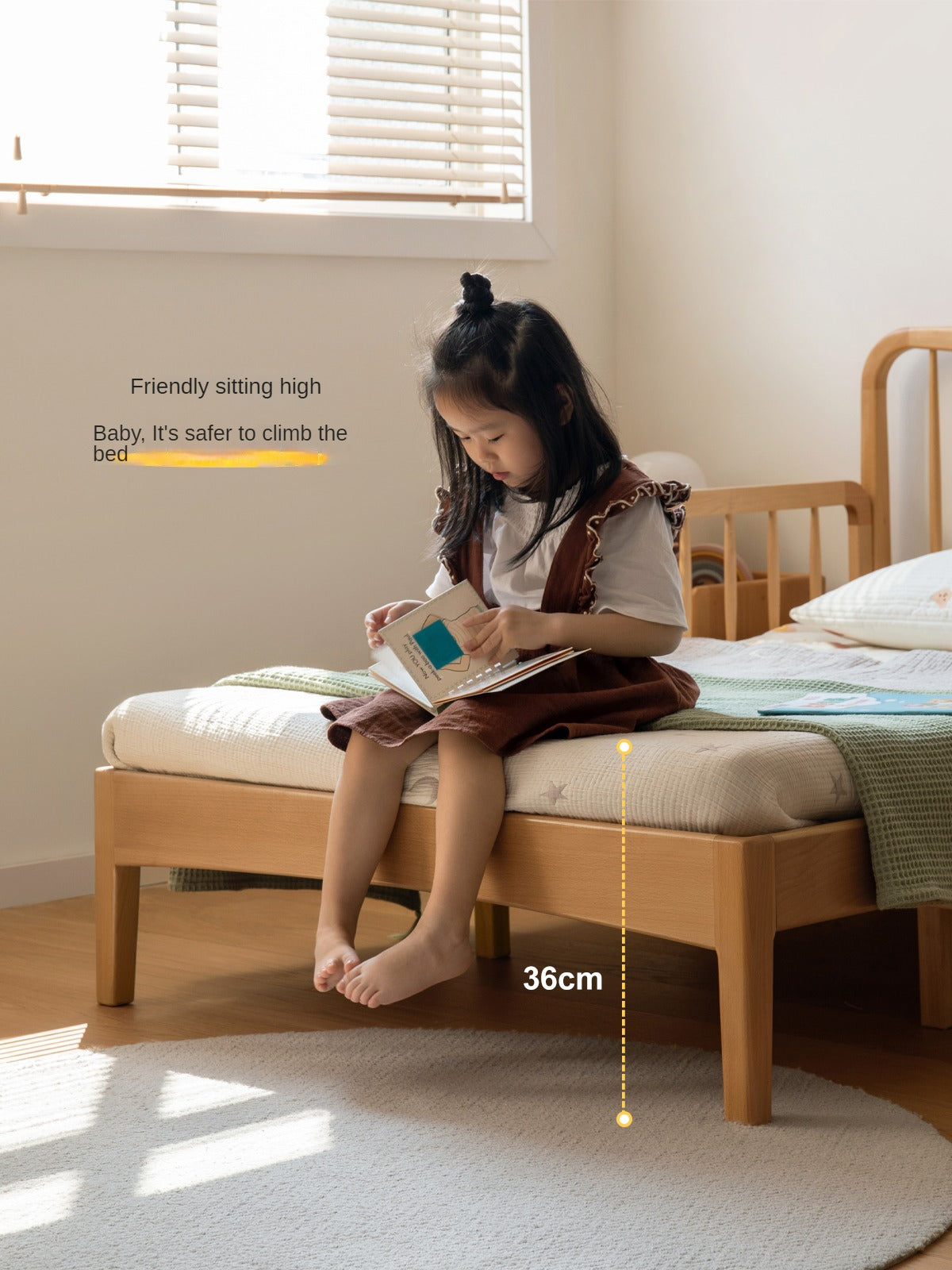 Solid Wood Whispering Telescopic Bed - Beech & Oak - Expandable Bed Frame for Small Spaces, Guest Rooms & Kids' Bedrooms