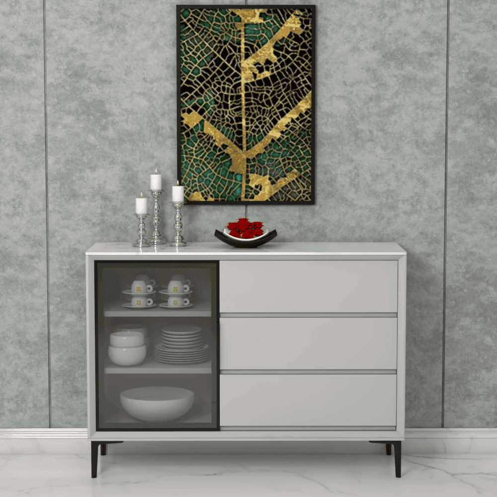 Milton Buffet Hutch - Elegant Wooden Sideboard with Storage for Dining Room, Kitchen & Living Room | Perfect for Displaying Dishes, Glassware & Home Decor