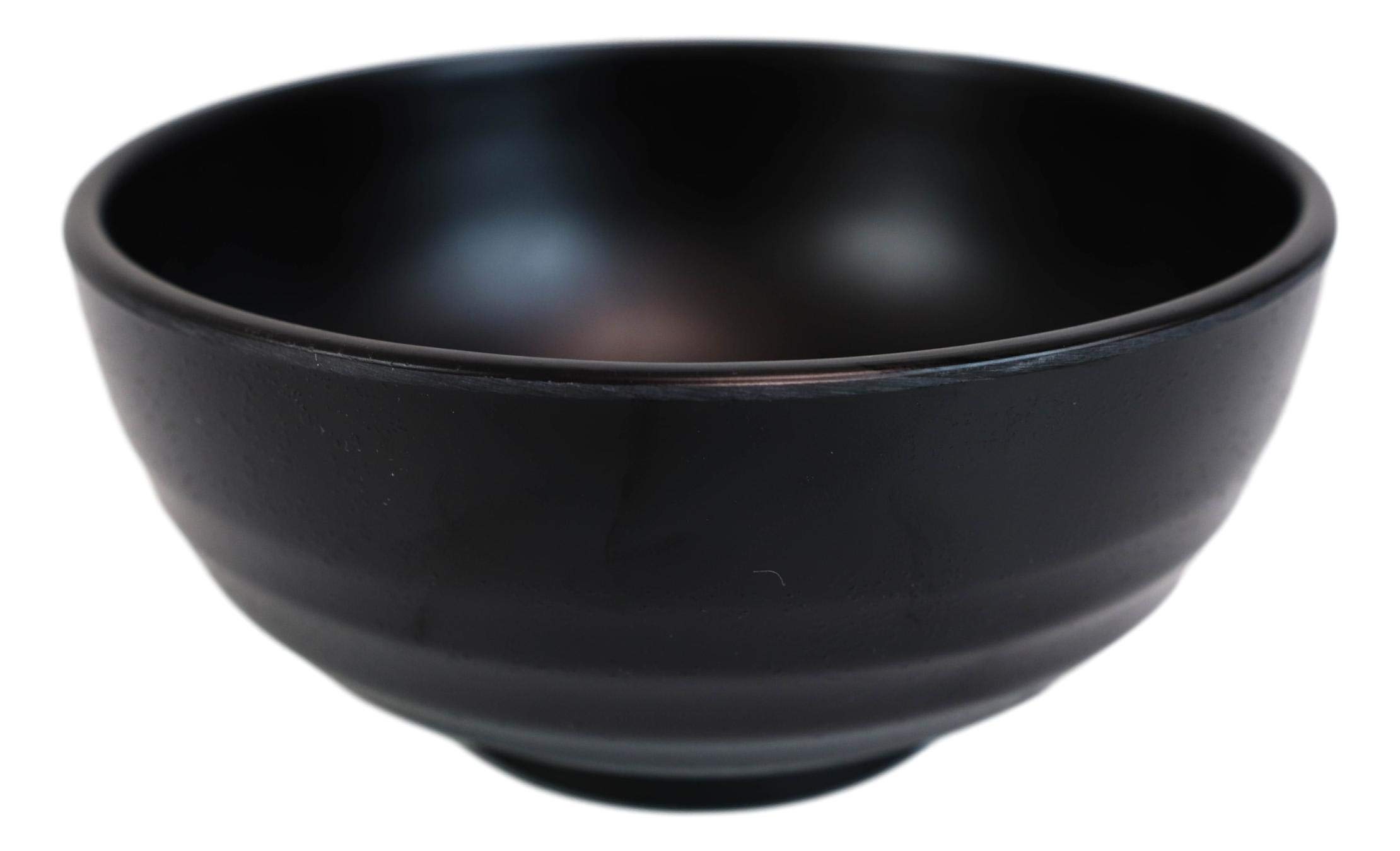 Ebros Matte Black Melamine Bowls - 6 Pack for Asian Cuisine & Dining