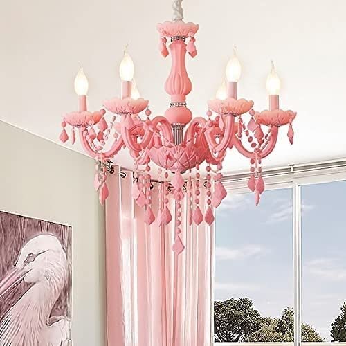 Modern Pink LED Chandelier Light Fixture - Crystal Ceiling Lamp for Girls Room, Kids Bedroom, Living Room & Nursery | Elegant Lighting for Birthday Parties, Wedding Decor & Home Interior Design