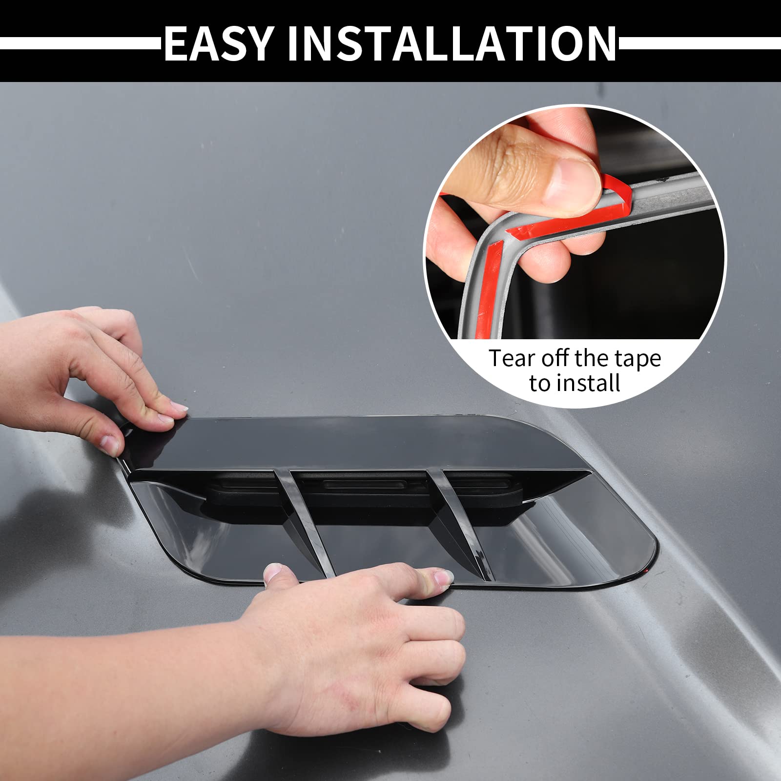 2015-2022 Dodge Challenger Hood Air Conditioner Vent Trim - ABS Black 2pcs Replacement Accessories for Improved Cooling & Style | Perfect for Summer Driving & Car Shows