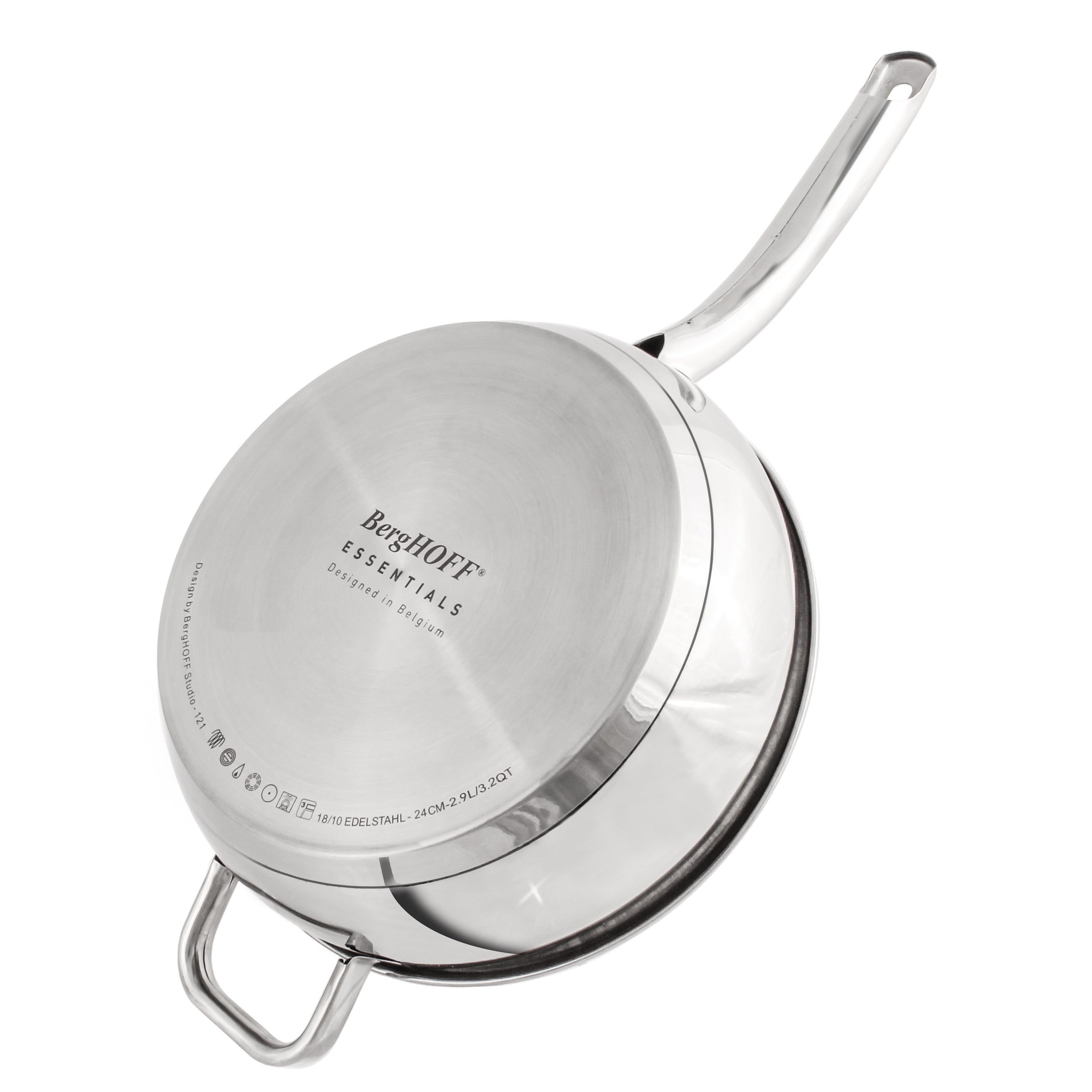 BergHOFF Belly Shape 7-Piece 18/10 Stainless Steel Cookware Set with Tempered Glass Lids - Premium Kitchen Cookware for Boiling, Frying & Sauteing - Perfect for Home Cooking & Professional Chefs