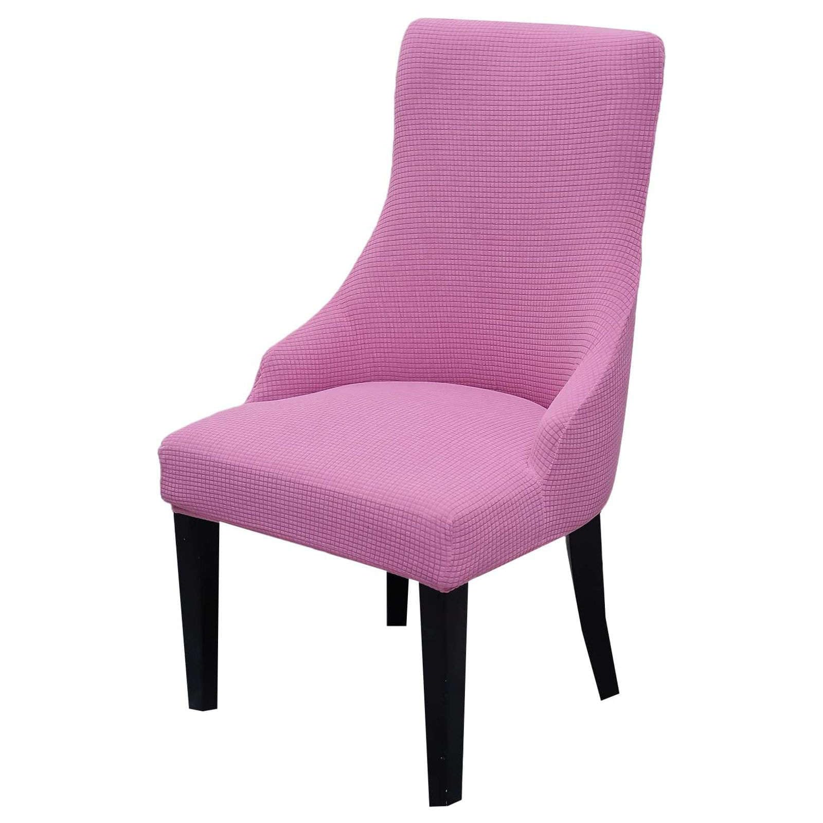 Stretch Wingback Chair Slipcover - Soft Plaid Dining Room & Bedroom Chair Protector - Pink Set of 2 - Perfect for Kids Chairs, Home Decor & Furniture Protection