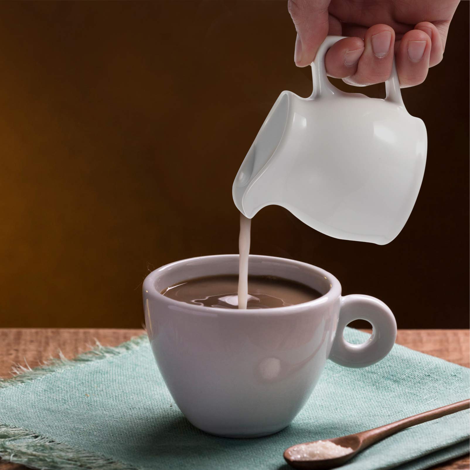 DOITOOL 190ml Ceramic Milk Frother Pitcher - Espresso Latte Art Cup, Coffee Creamer & Syrup Pitcher for Home Baristas - Perfect for Cappuccino, Latte & Hot Chocolate Making