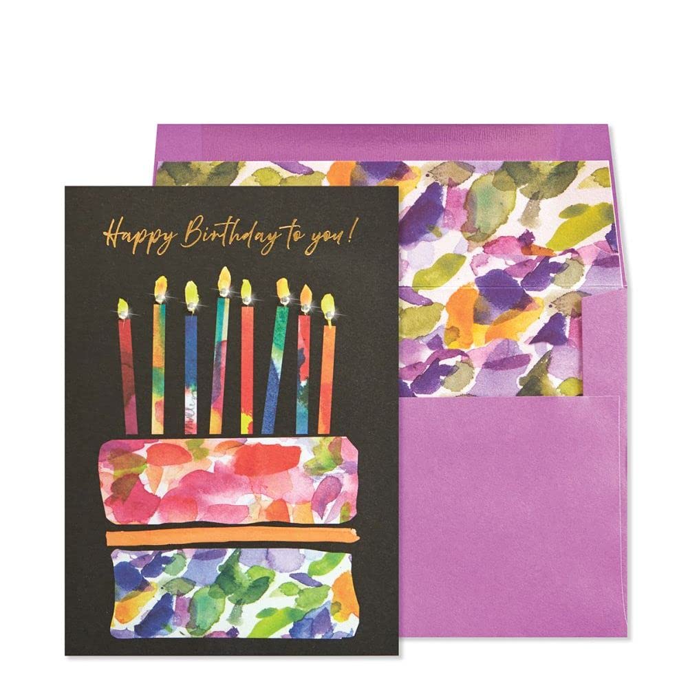 Black Birthday Card with Cake Design - Perfect for Birthday Wishes, Greetings & Celebrations