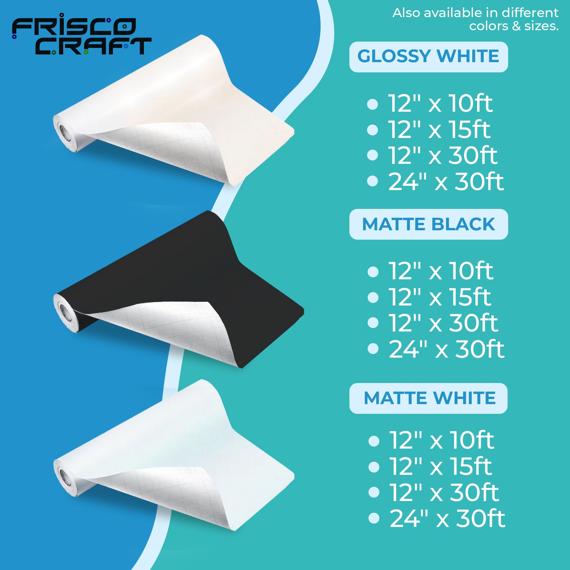 Premium Frisco Craft Matte White Permanent Adhesive Vinyl Roll - 12
