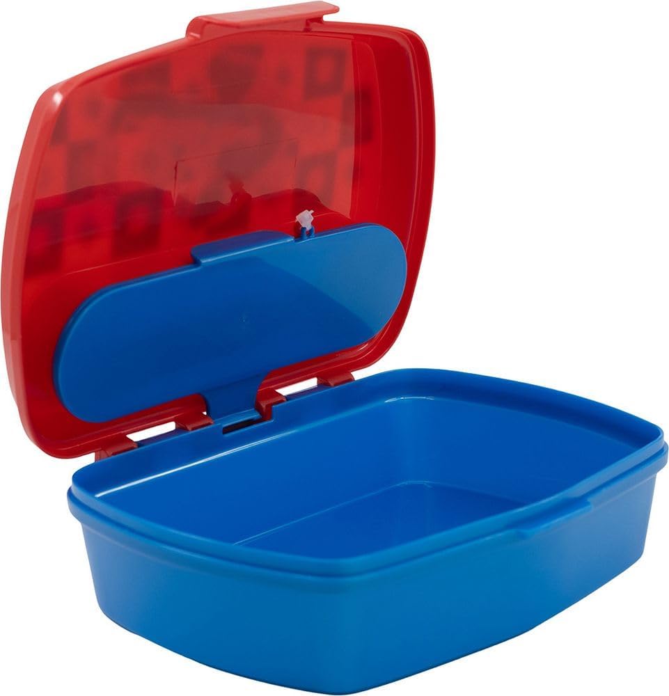 Marvel Spider-Man Kids Plastic Lunch Box with Spoon and Fork | Bento Sandwich Container for School, Picnic & Travel | Official Licensed Spiderman Merchandise