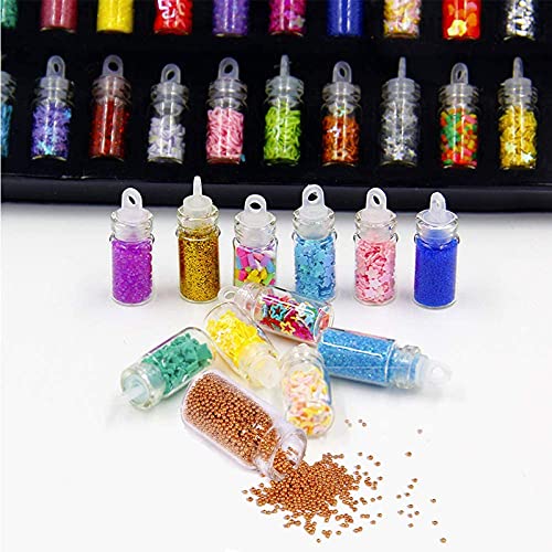 Belicia 48-Piece DIY Nail Art Charms Kit - 3D Holographic Glitter, Iridescent Flakes & Nail Sequins for Nail Art, Body, Face & Hair Decoration | Perfect for Salon, Home Manicure & Party Makeup Looks