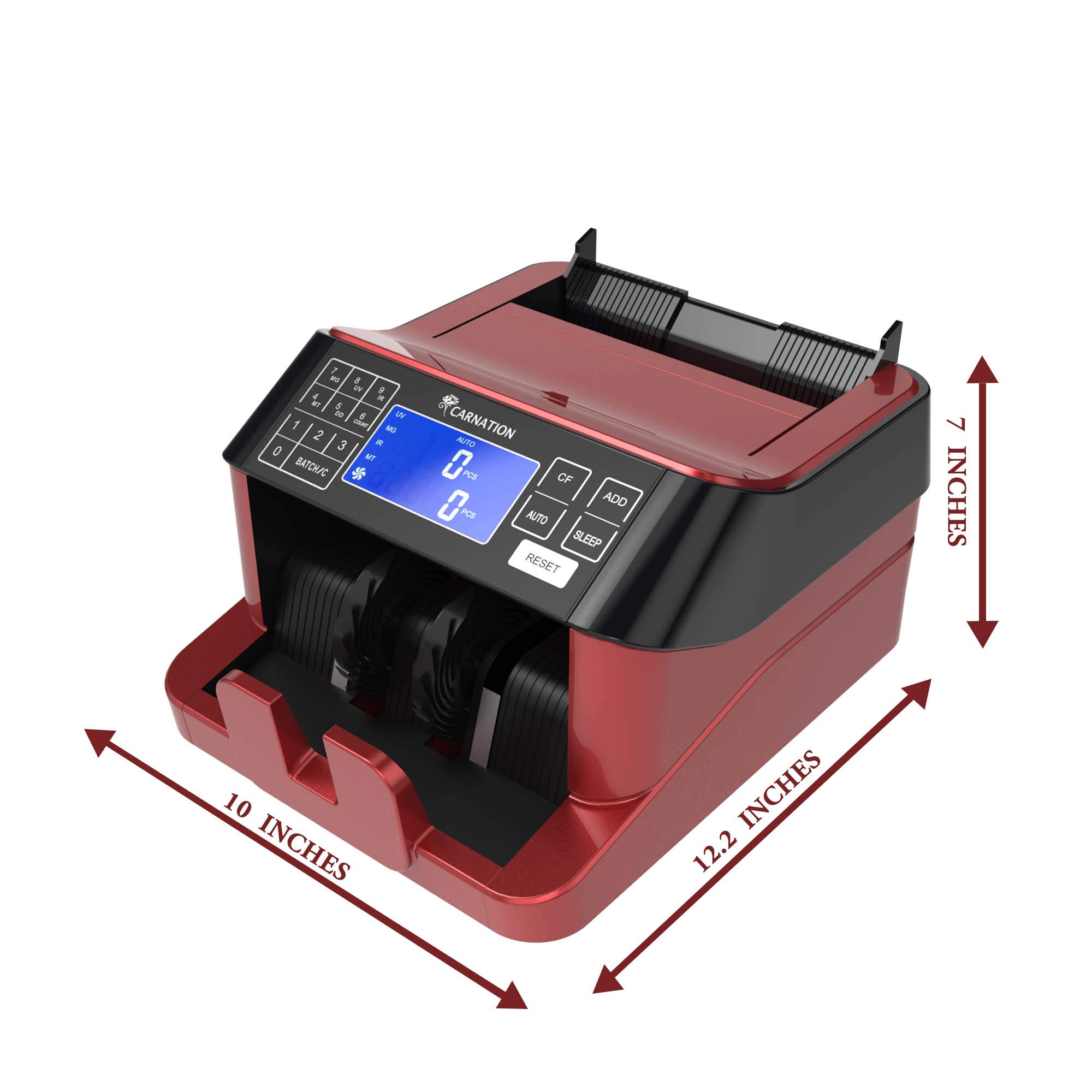 Authentic CARNATION USA Bill Counter with Advanced Counterfeit Detection - UV, Infrared, Magnetic, Metal Thread & Size Verification | Perfect for Banks, Retail Stores & Cash-Intensive Businesses