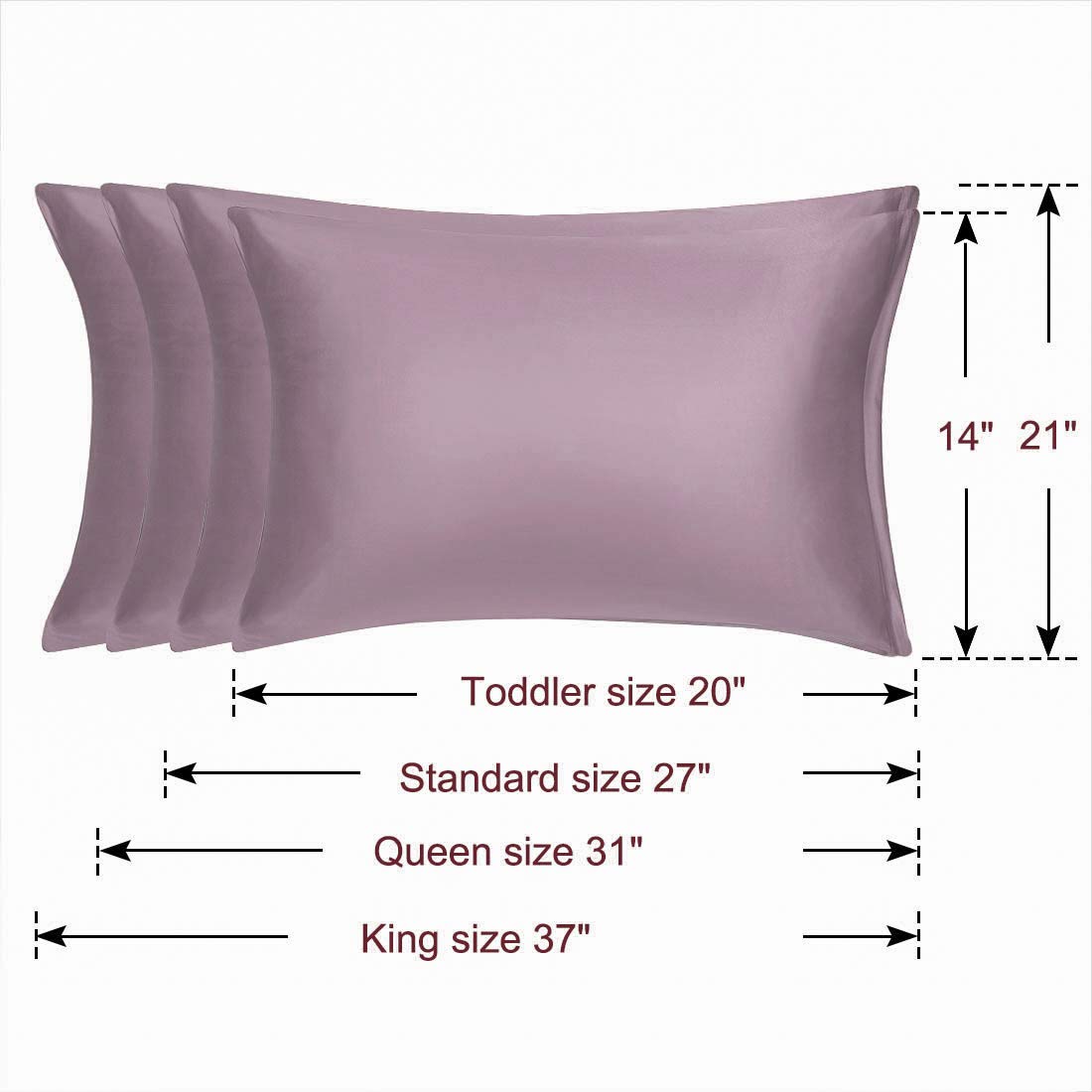 Luxury Queen Satin Pillowcase Set of 2 with Zipper - Super Soft Silky Pillow Covers 21x31 Inches in Mauve for Bedroom, Hotel, and Gift Giving