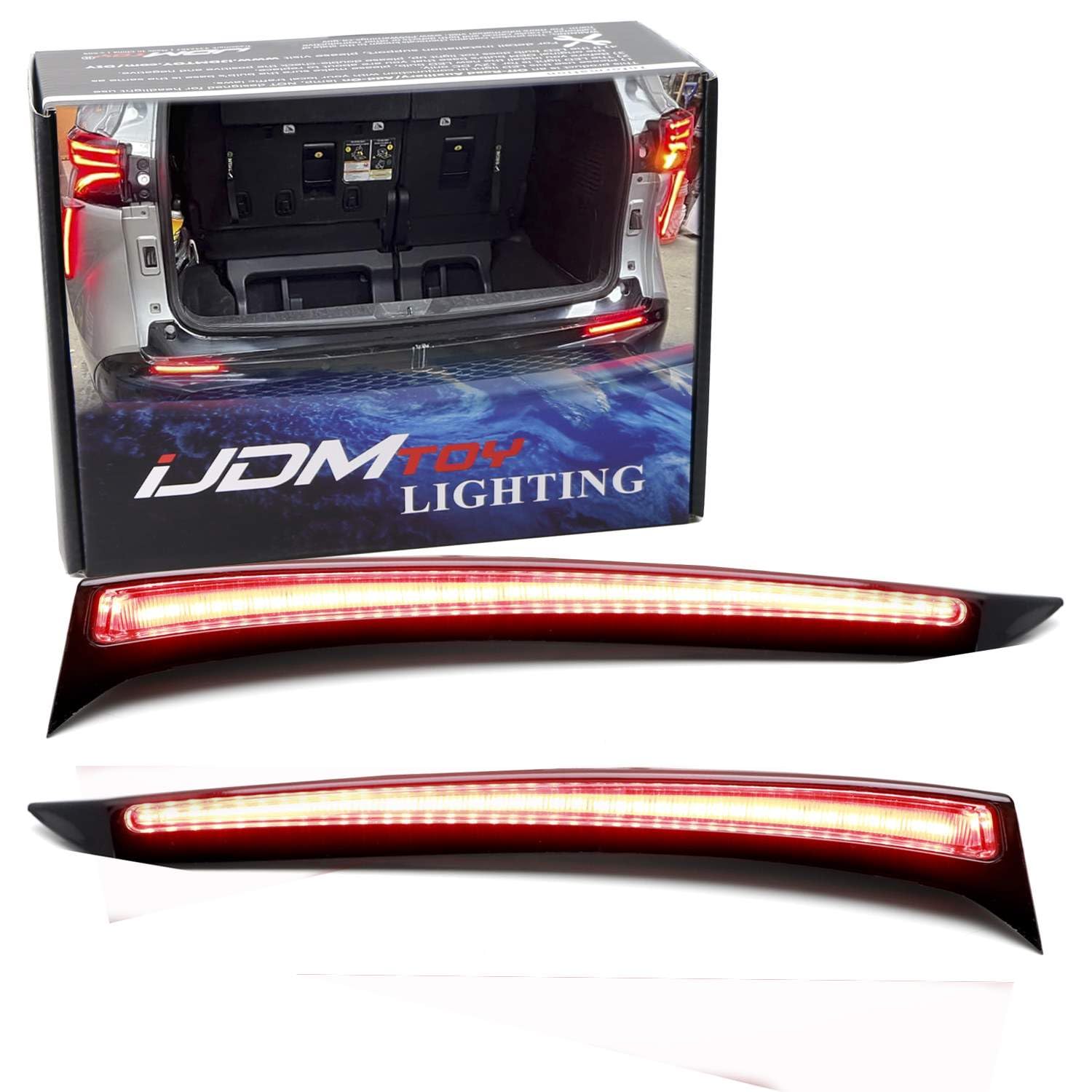 iJDMTOY Dark Red LED Rear Side Pillar Tail & Brake Lights - Vertical Fit OEM Replacement for 2021-2024 Toyota Sienna (Less Trims) | Upgrade Your Minivan's Safety & Style for Night Driving & Family Road Trips