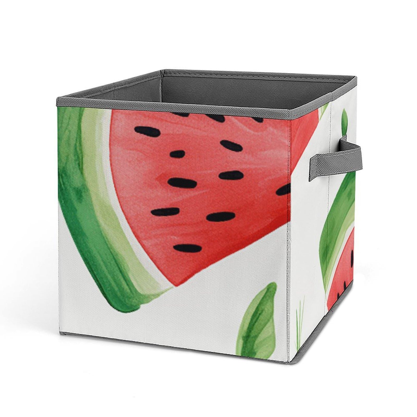 Watermelon Pattern Foldable Storage Cubes with Handles - Closet Organizer Bins for Cabinet, Shelf & Wardrobe Organization - Perfect for Kids Room, Bedroom & Dorm Storage