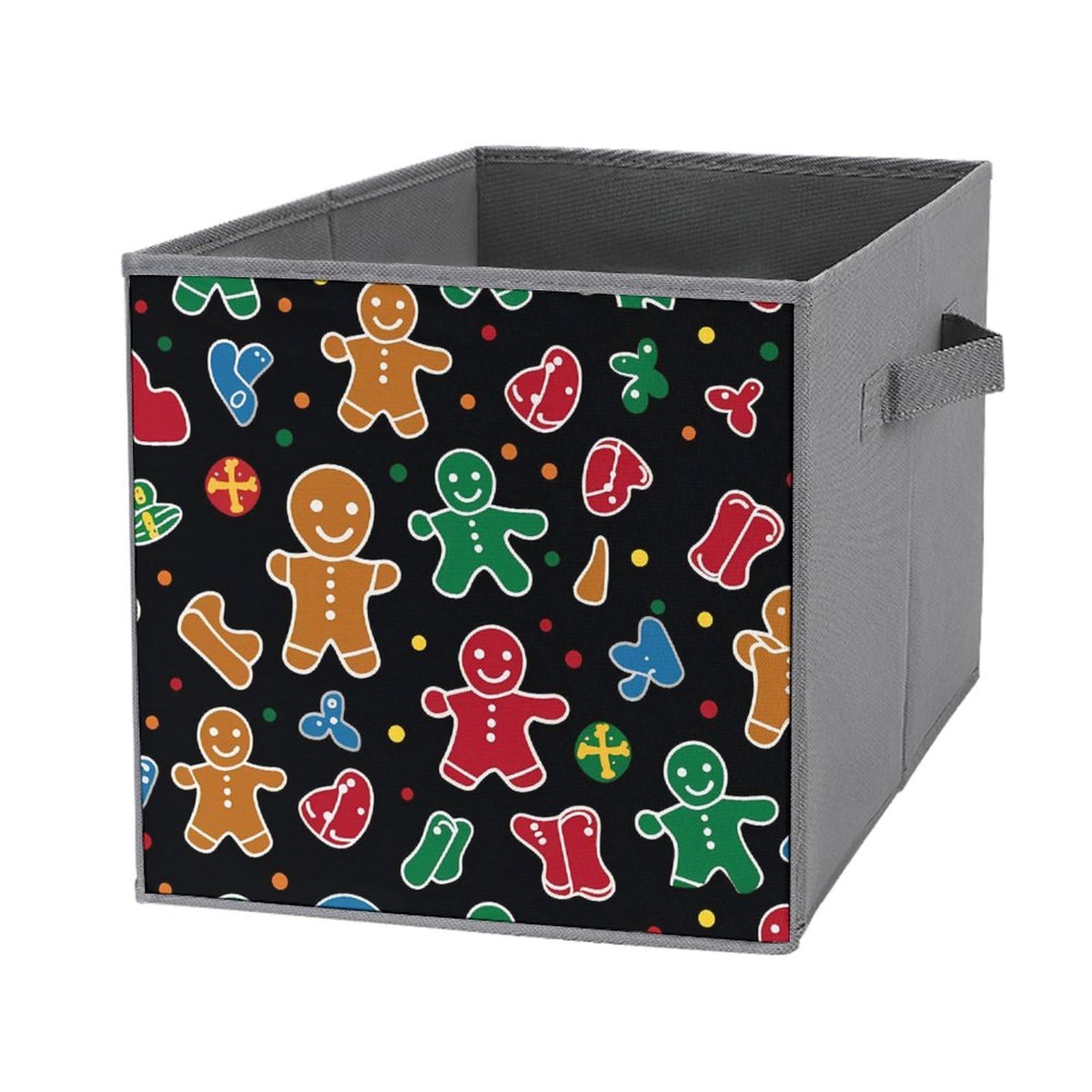 Funny Cute Gingerbread Foldable Storage Bins with Handles - 6 Pack Square Storage Organizers for Home, Office & Kids Room Decor | Perfect for Toys, Books & Clothes Organization