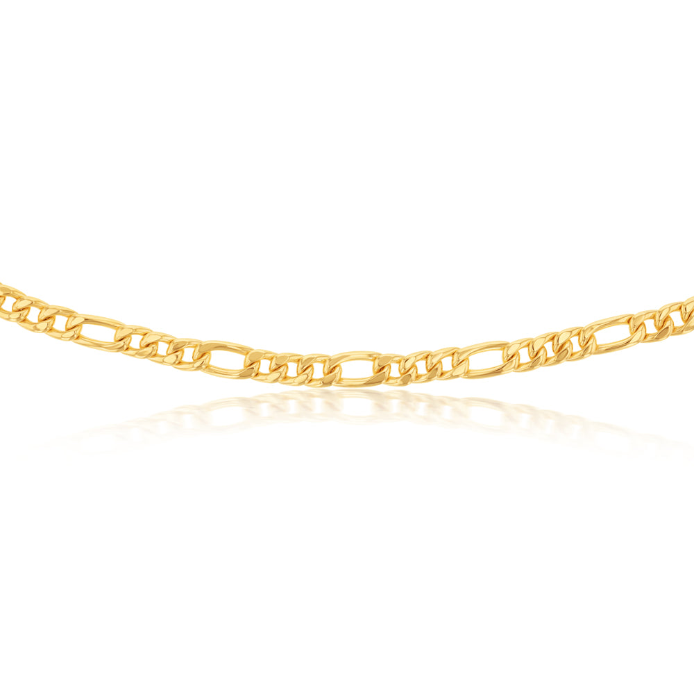 9ct Silver Filled Yellow Gold Figaro Chain Bracelet - 19cm Length, 150 Gauge | Elegant Jewelry for Women, Perfect for Gifts, Parties & Everyday Wear