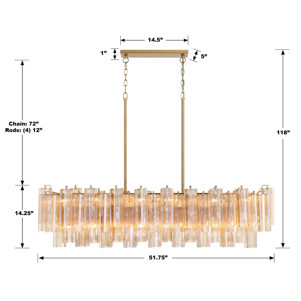 Modern Tronchi Linear Chandelier - Sleek Minimalist LED Pendant Light Fixture for Dining Room, Kitchen Island, Living Room & Bedroom Lighting