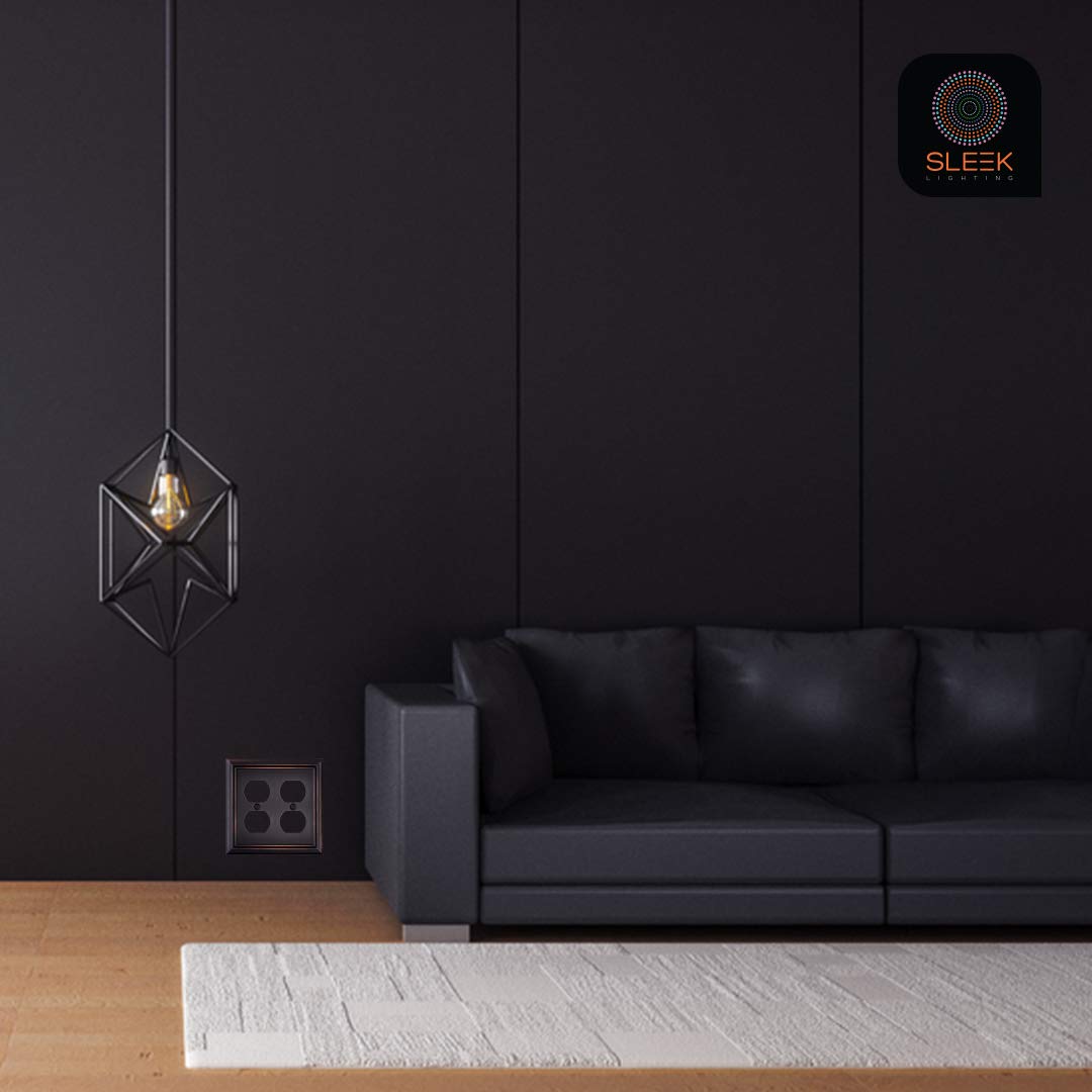 SLEEKLIGHTING Oil Rubbed Bronze Outlet Covers & Switch Plates - Decorative Wall Plate Light Switch Cover Beveled Edge - 2 Gang Toggle (2 Pack) - Variety of Styles (Decorator/Duplex/Toggle/Combo) - Perfect for Home, Office & Commercial Decor Upgrade