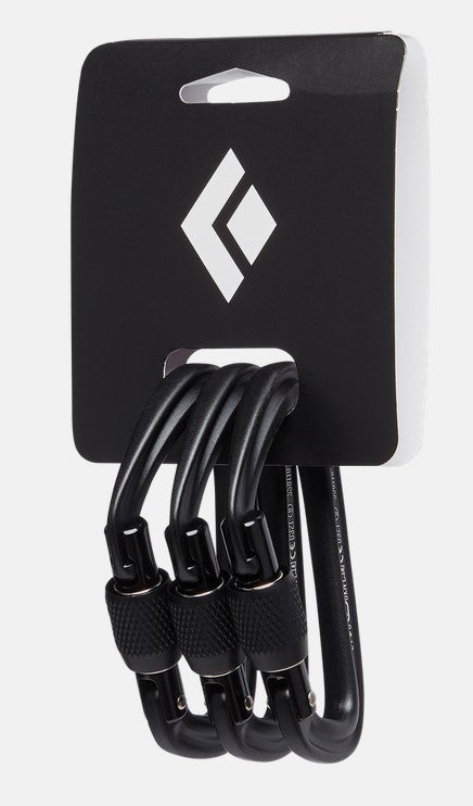 Black Diamond HotForge Screw Gate Carabiner 3 Pack - Heavy Duty Climbing Carabiners for Rock Climbing, Hiking, Camping & Outdoor Adventures