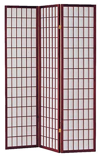 3-Panel Wooden Room Divider Screen - Cherry Finish Privacy Partition for Home, Office & Dorm - Folding Decorative Room Separator for Living Spaces, Bedrooms and Studios