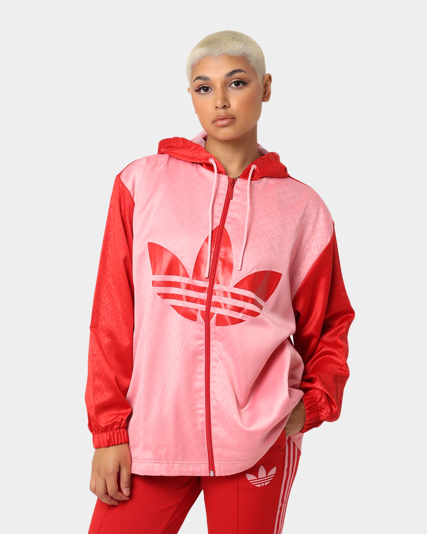 Adidas Adicolor Women's Colorblock Windbreaker Jacket - Lightweight Water-Resistant Running Hoodie for Outdoor Sports & Casual Wear