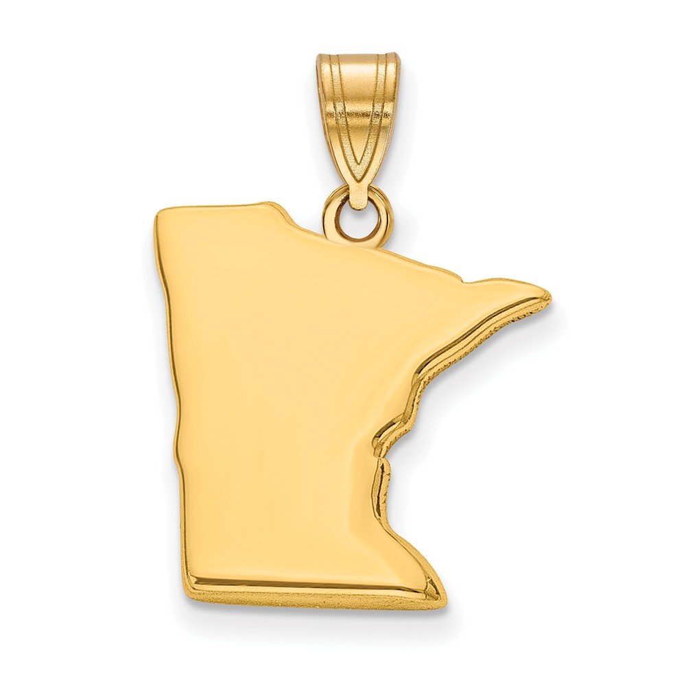 14k Solid Yellow Gold Minnesota State Souvenir Pendant Charm with Bail - Perfect for Necklaces, Bracelets & Jewelry Making