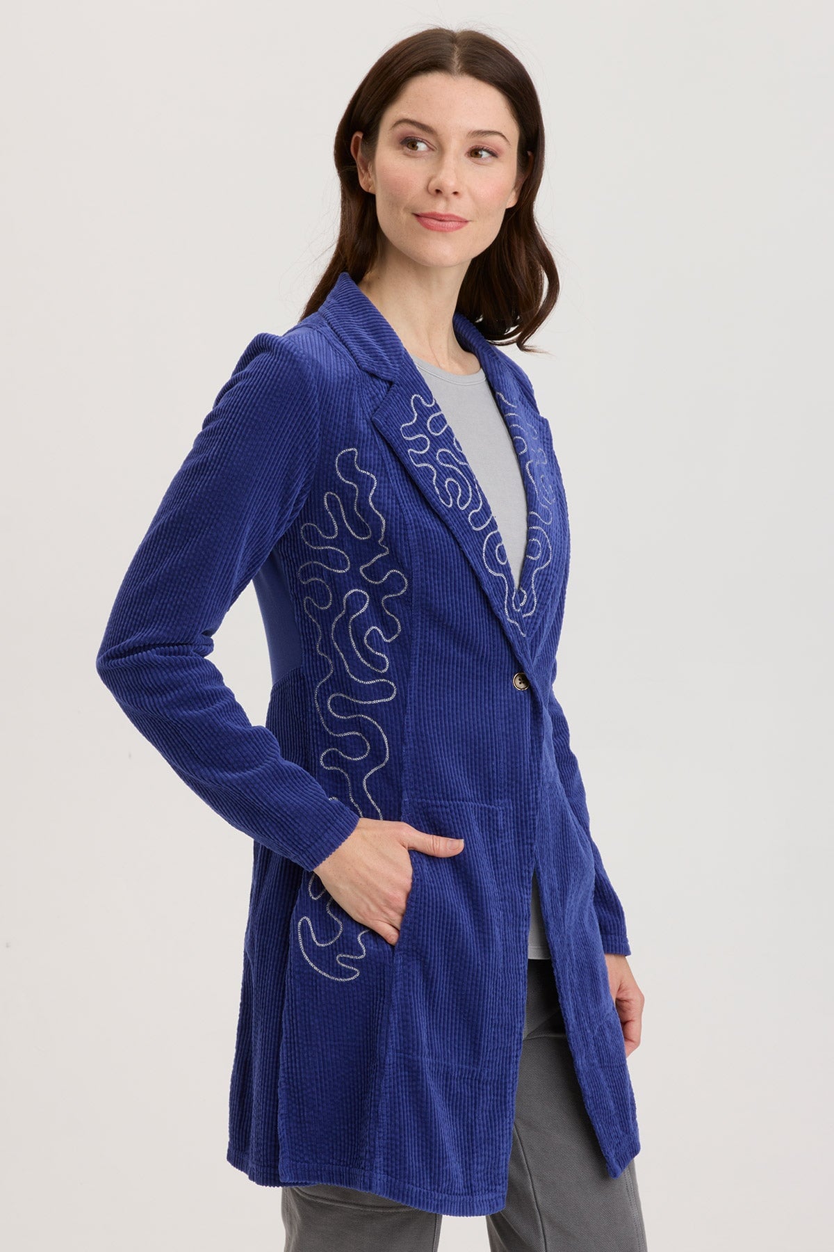 Seema Embroidered Long Coat for Women - Elegant Boho Maxi Duster Jacket with Floral Embroidery - Perfect for Fall, Winter, and Special Occasions