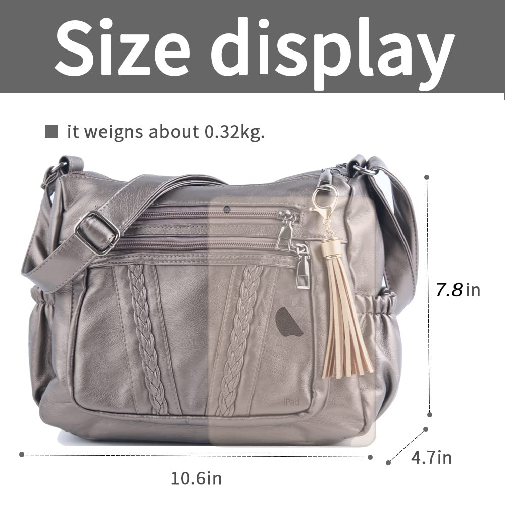 ELDA Women's Crossbody Bag - Soft PU Leather Shoulder Purse with Multiple Pockets | Fashion Handbag for Daily Use, Travel & Shopping