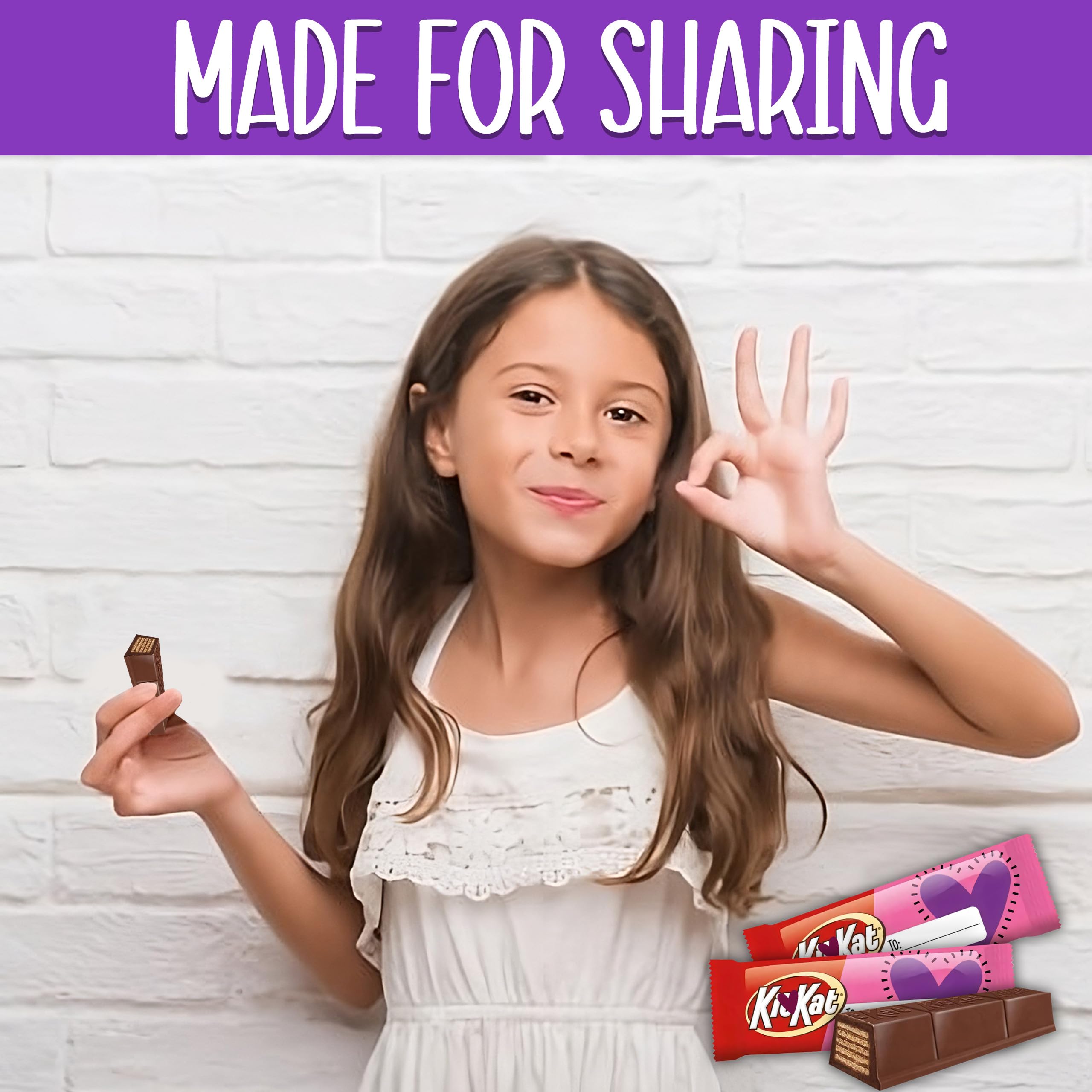 KitKat Milk Chocolate Mini Bars - 64 Individually Wrapped Wafer Candies with Heart Decorations | Perfect for Valentine's Gifts, Party Favors & Office Treats | Bulk Chocolate Snacks for Sharing