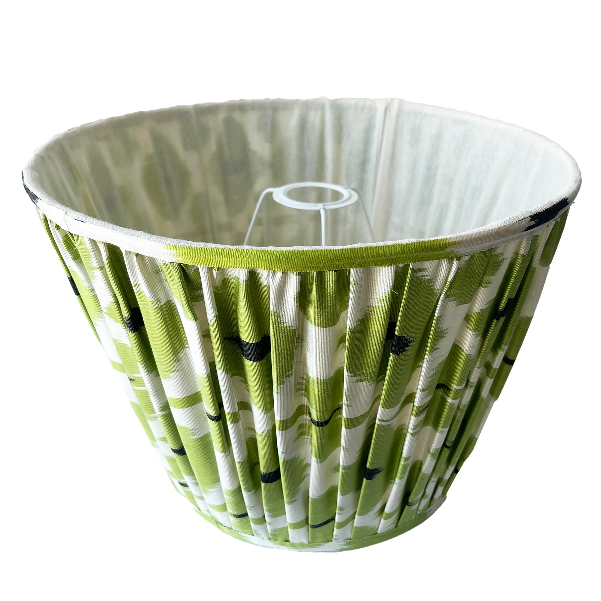Handmade Green Pleated Ikat Lamp Shade - Custom Empire Style Lighting for Table & Floor Lamps - Vibrant Home Decor (7.8