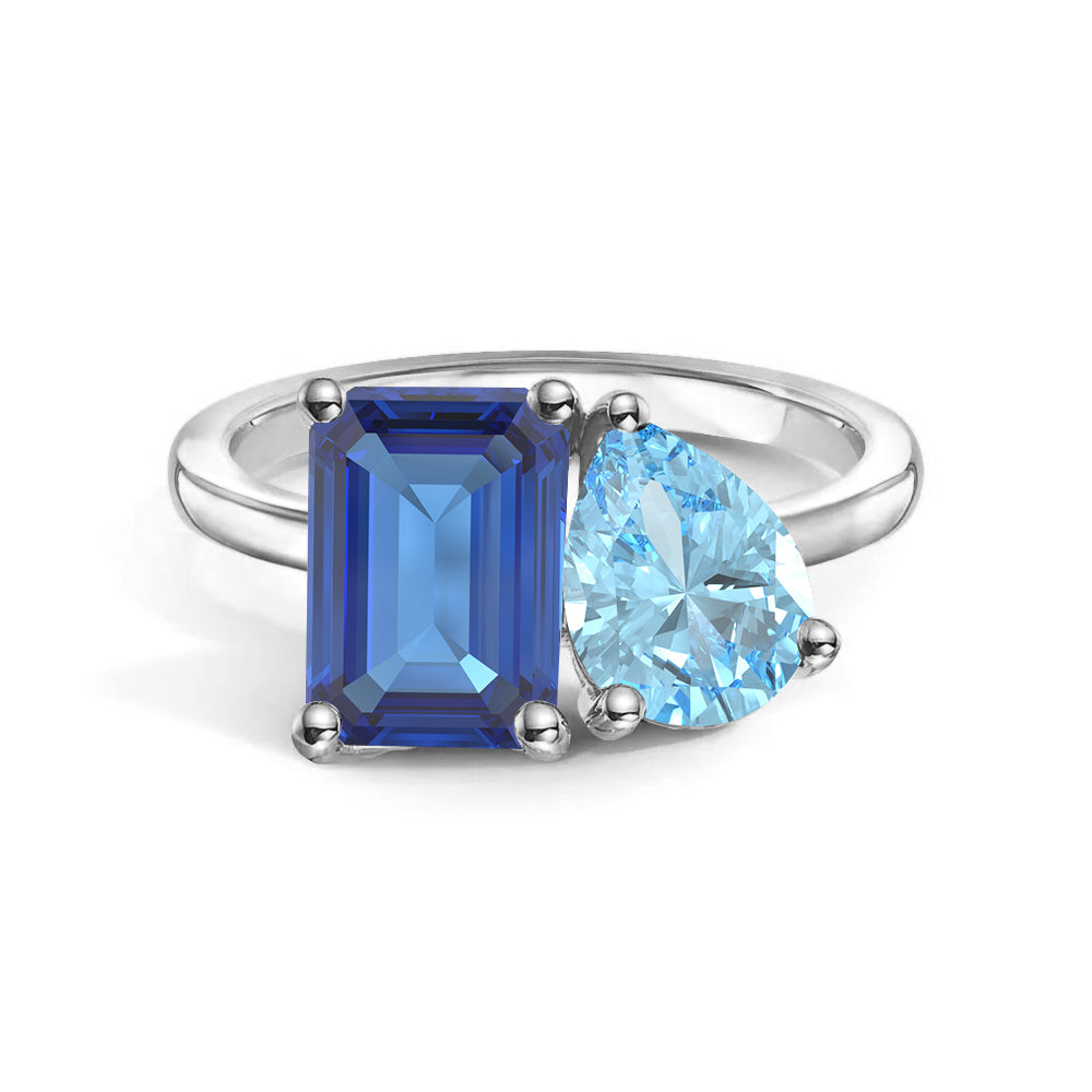 Toi et Moi Personalized Sapphire Birthstone Ring | Custom Anniversary Jewelry Gift for Her | Perfect for Weddings, Engagements & Romantic Occasions