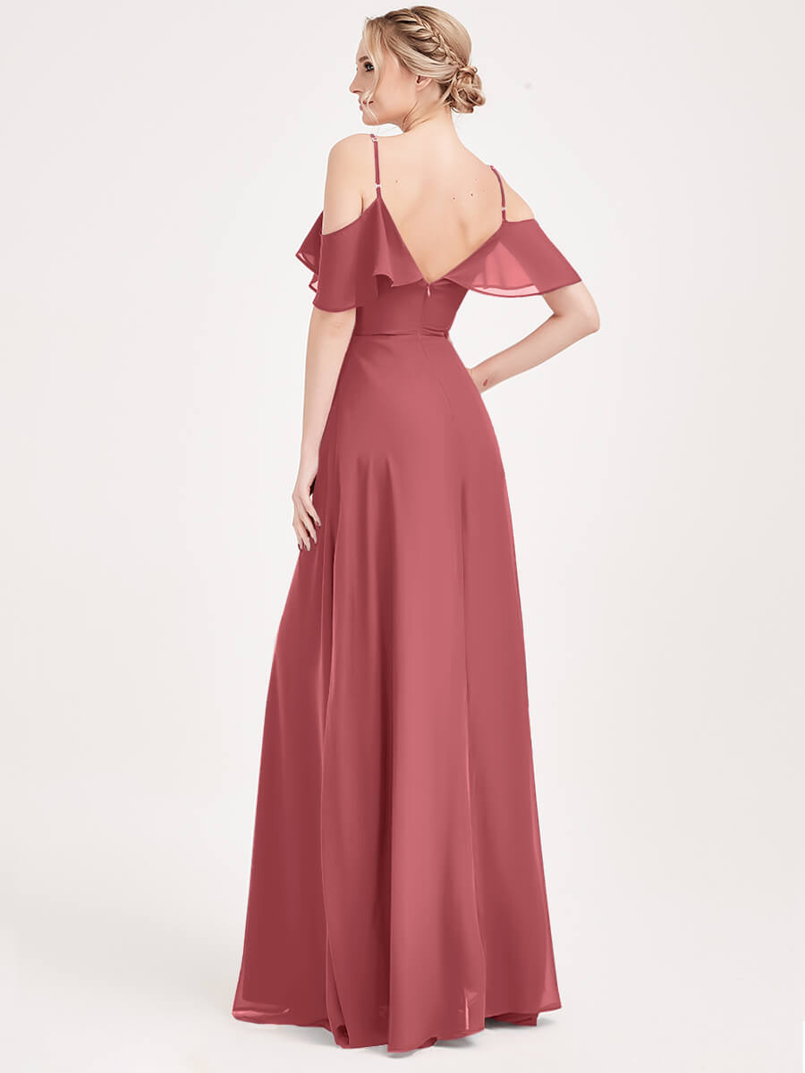 Elegant Desert Rose Chiffon Flounced Convertible Bridesmaid Dress - 3-Way Styling Options for Weddings, Prom & Formal Events
