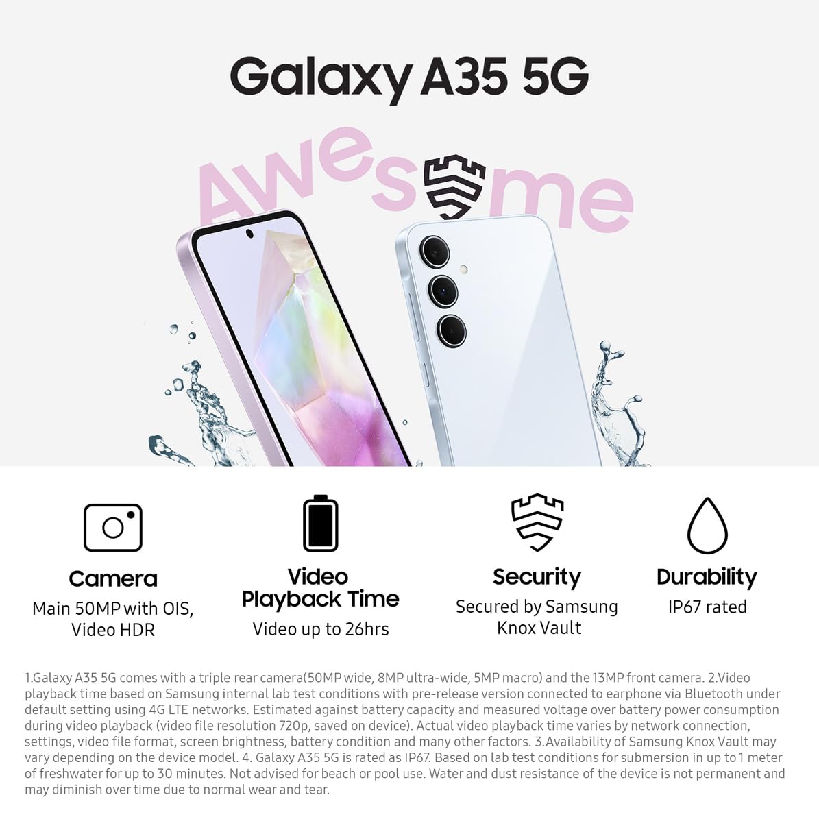 Samsung Galaxy A35 5G Unlocked Smartphone 256GB 8GB RAM | 50MP Camera | 2-Day Battery | Awesome Navy Color | UK Version with 3-Year Warranty | Perfect for Travel, Photography & Business Use