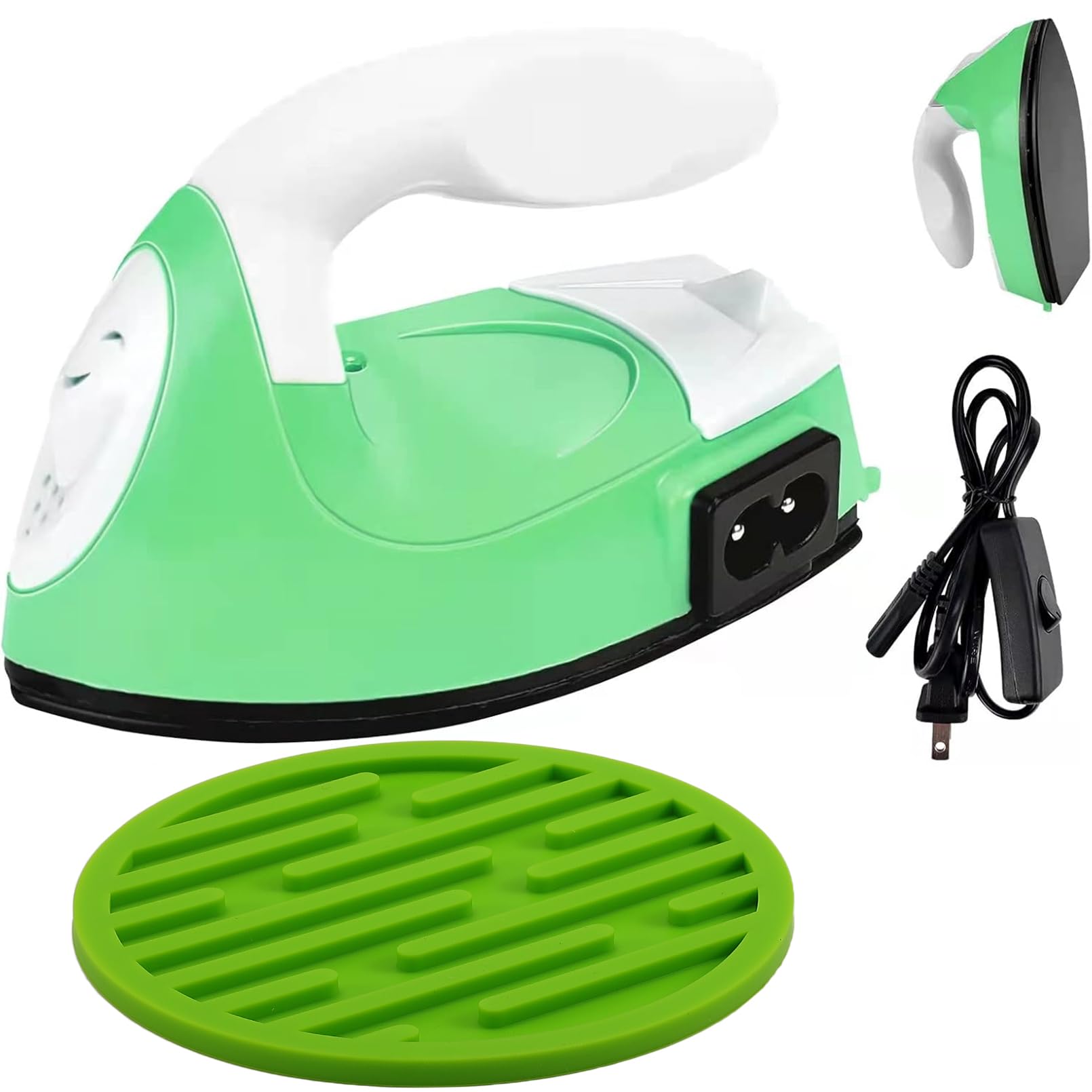 Portable Mini Heat Press Iron Machine for Clothes, Shoes, Bags & Hats - Electric Iron Press with Silicone Pad for Heat Transfer (Light Green) | Perfect for DIY Crafts, T-Shirt Printing & Small Fabric Projects